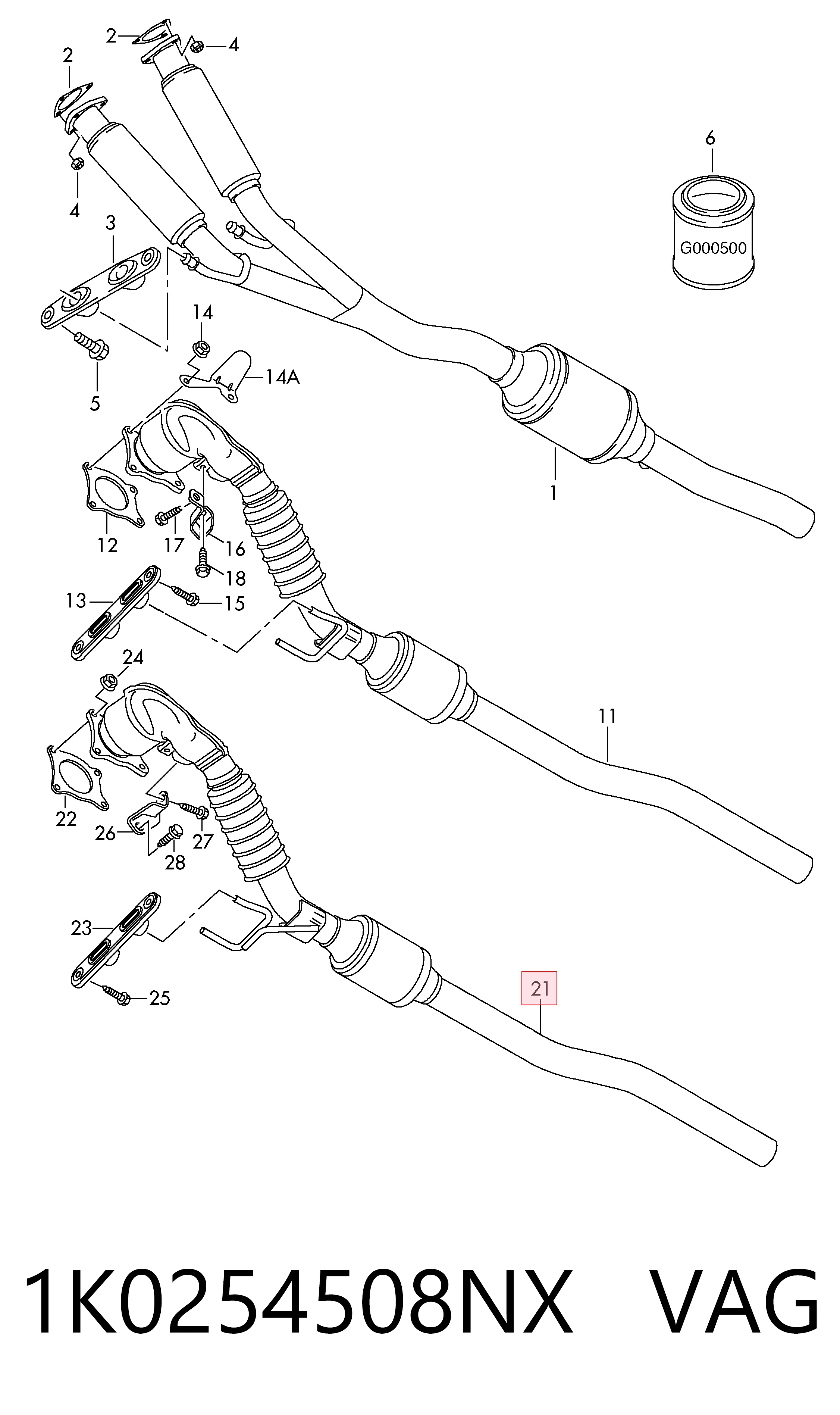 1K0254508NX VAG Глушитель, передняя часть