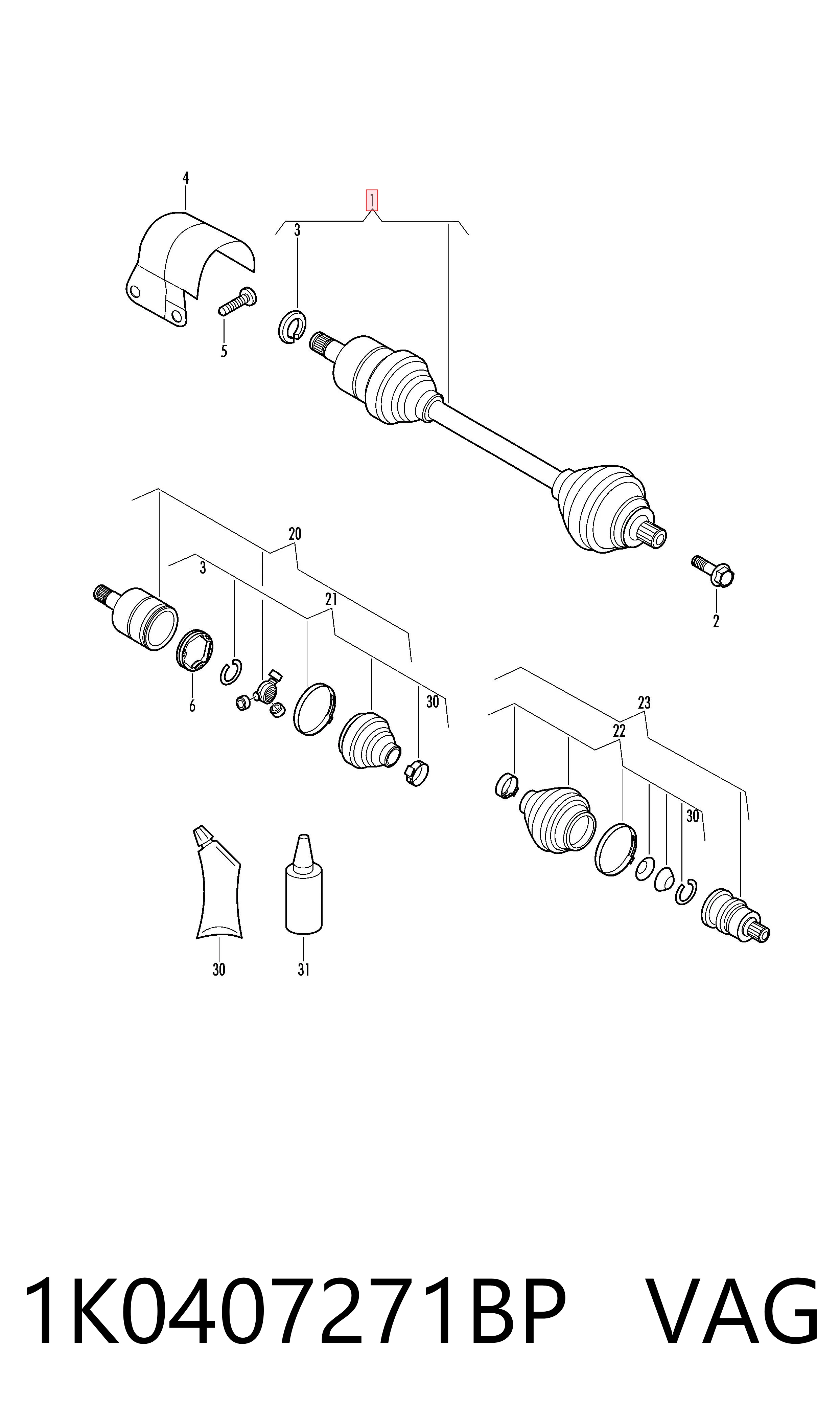  Левая полуось Volkswagen Tiguan 2