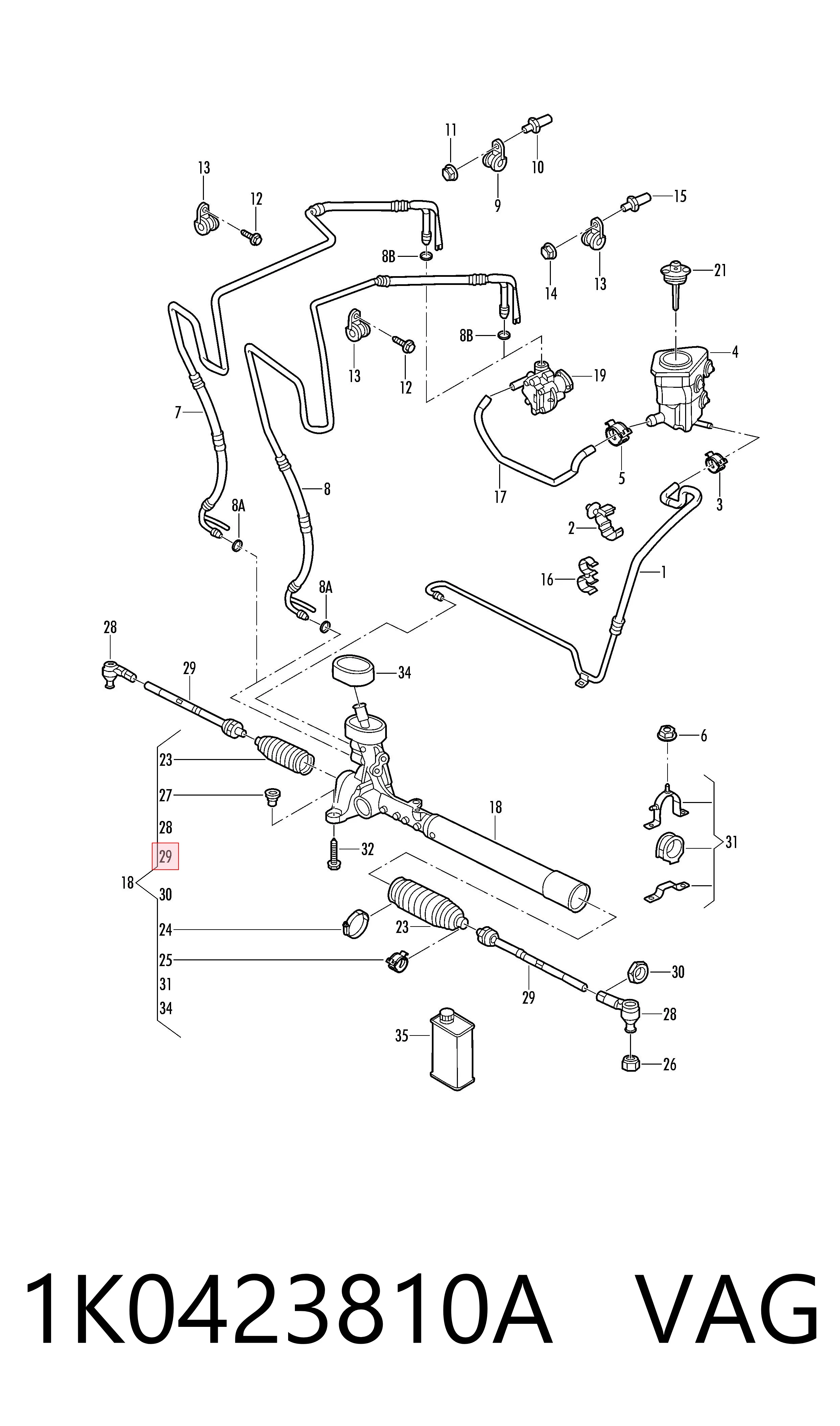 Рулевая тяга VAG 1K0423810A цена, от 11.58 USD