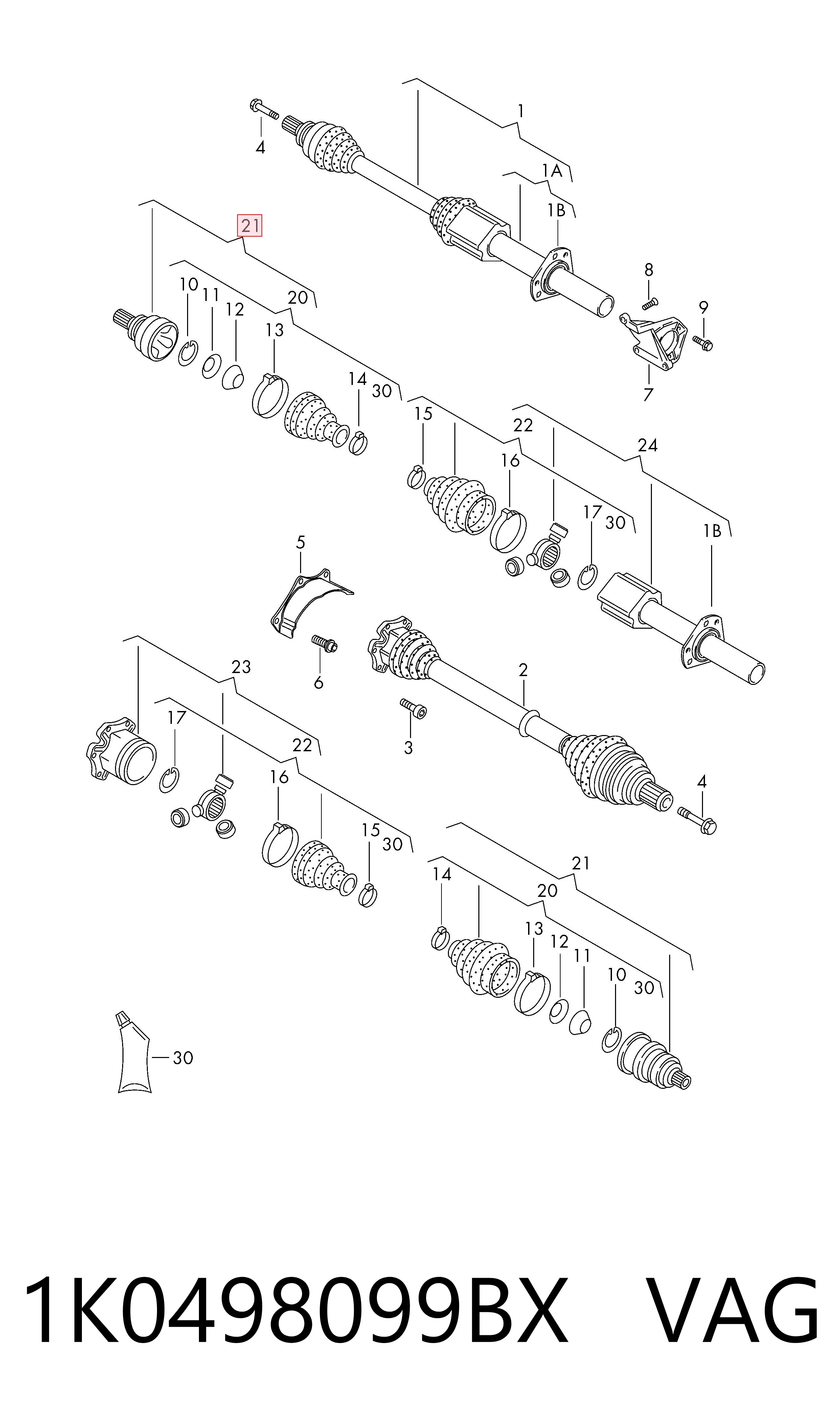 1K0498099BX VAG Наружная граната