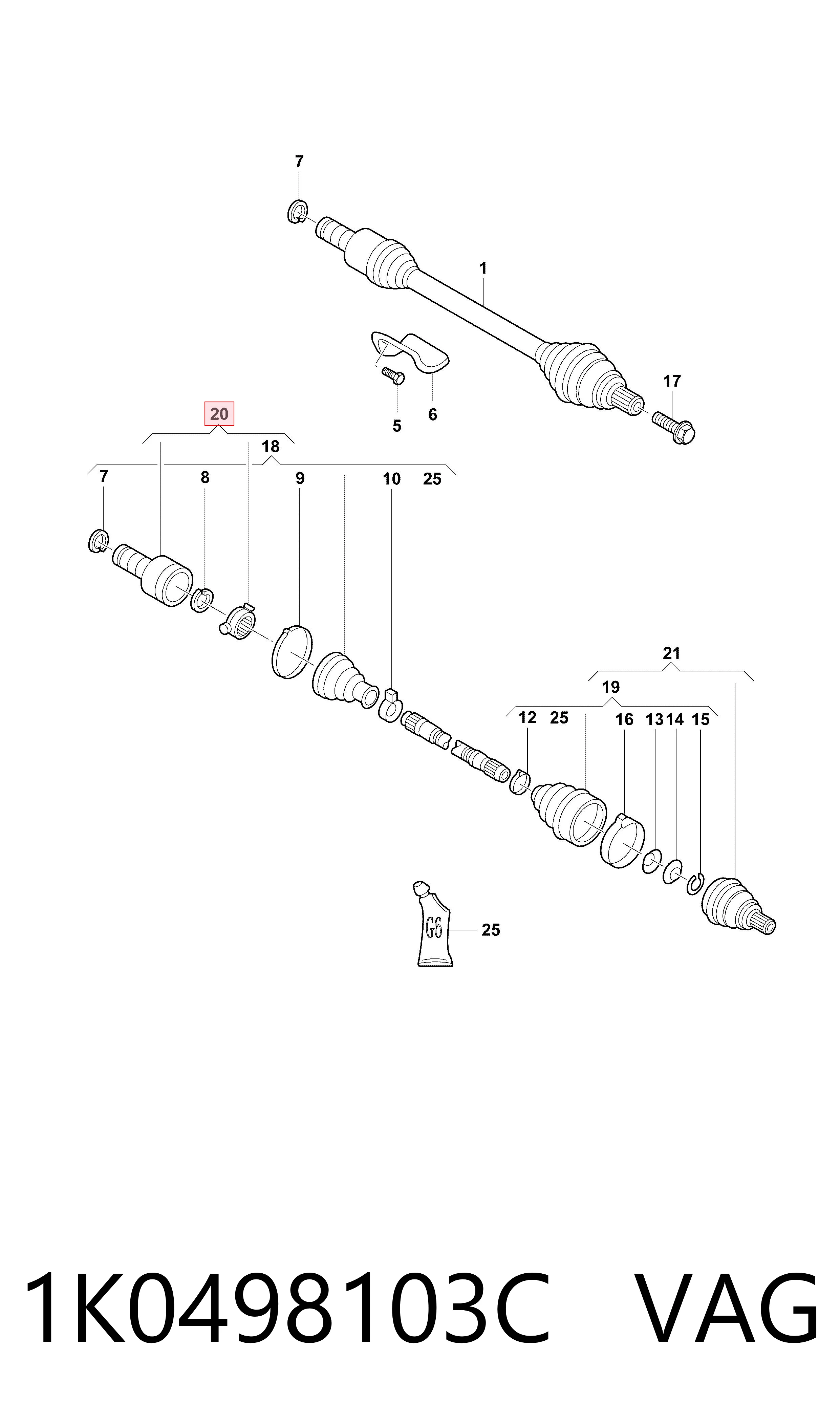 Внутренняя граната Driveshaft VW511
