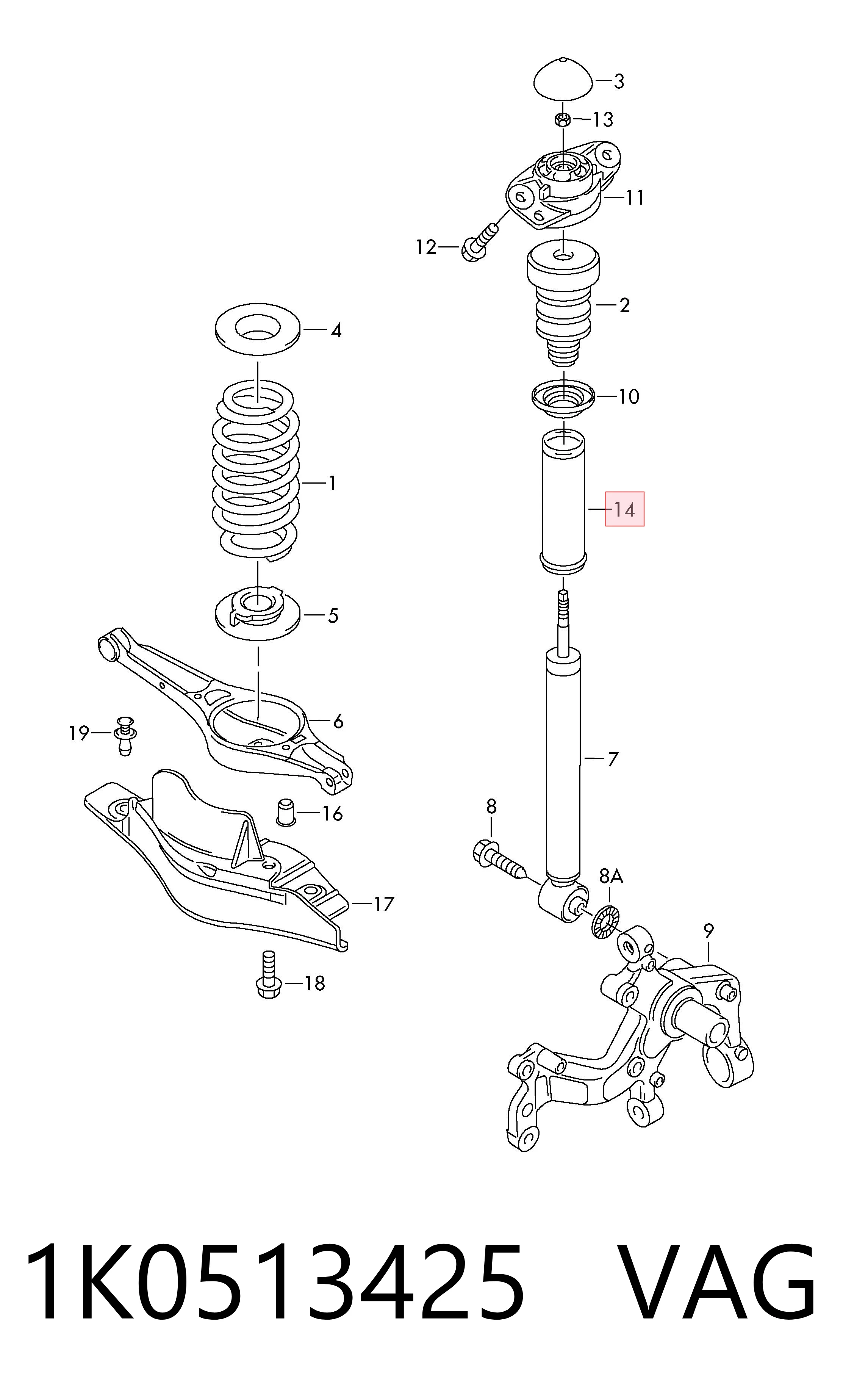1K0513425 VAG Пыльник заднего амортизатора