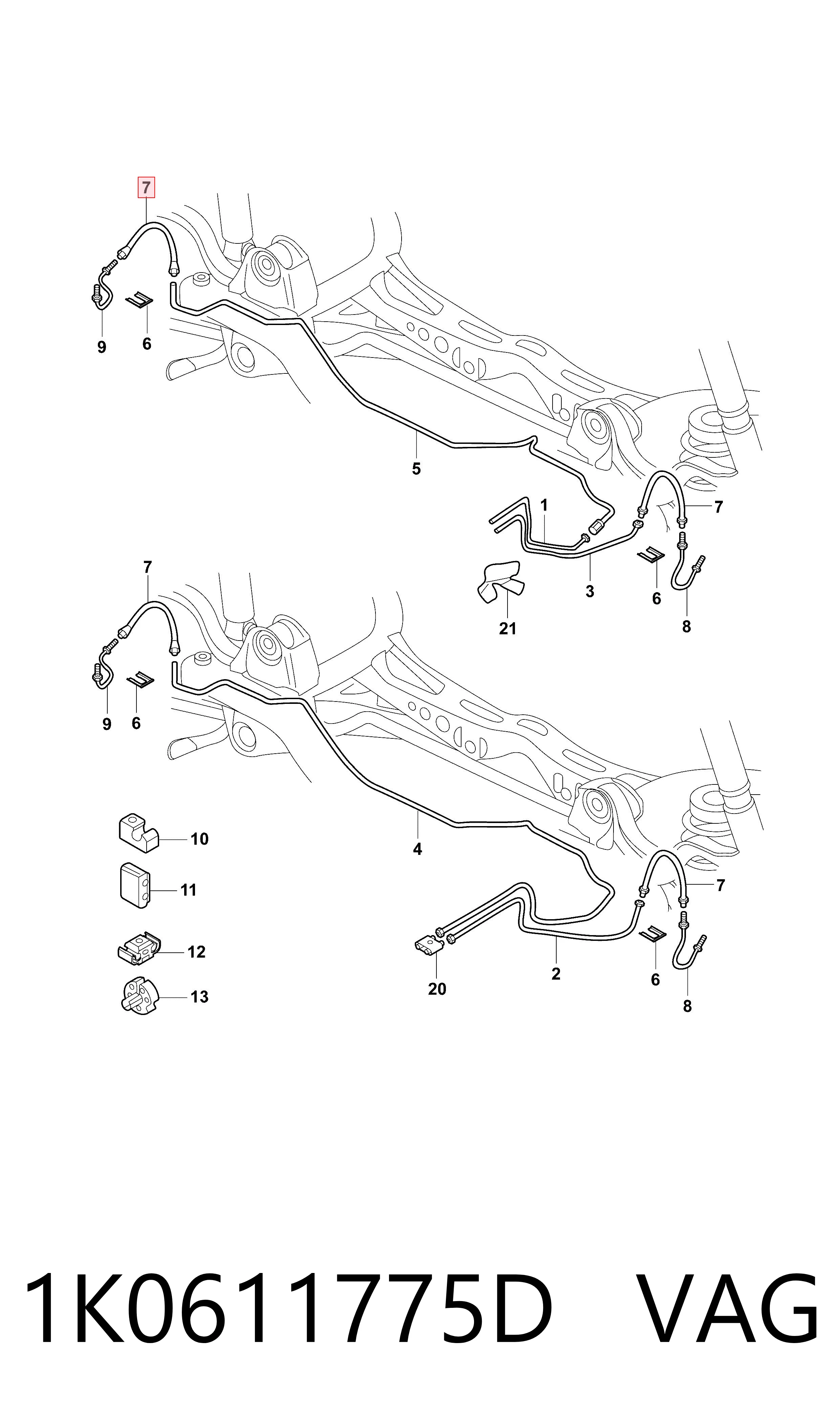 Шланг тормозной задний, левый VAG 1K0611775D цена, от 33.19 USD