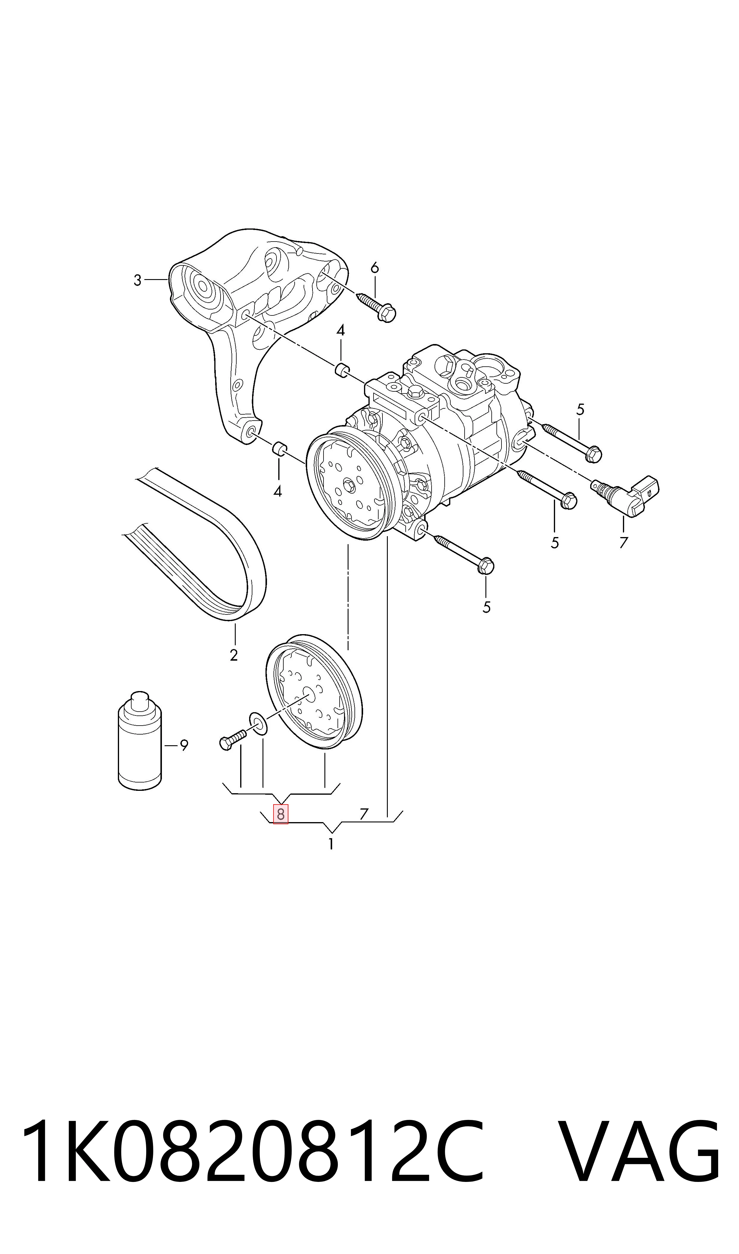 13MC8002HDRA CGA Шкив компрессора кондиционера