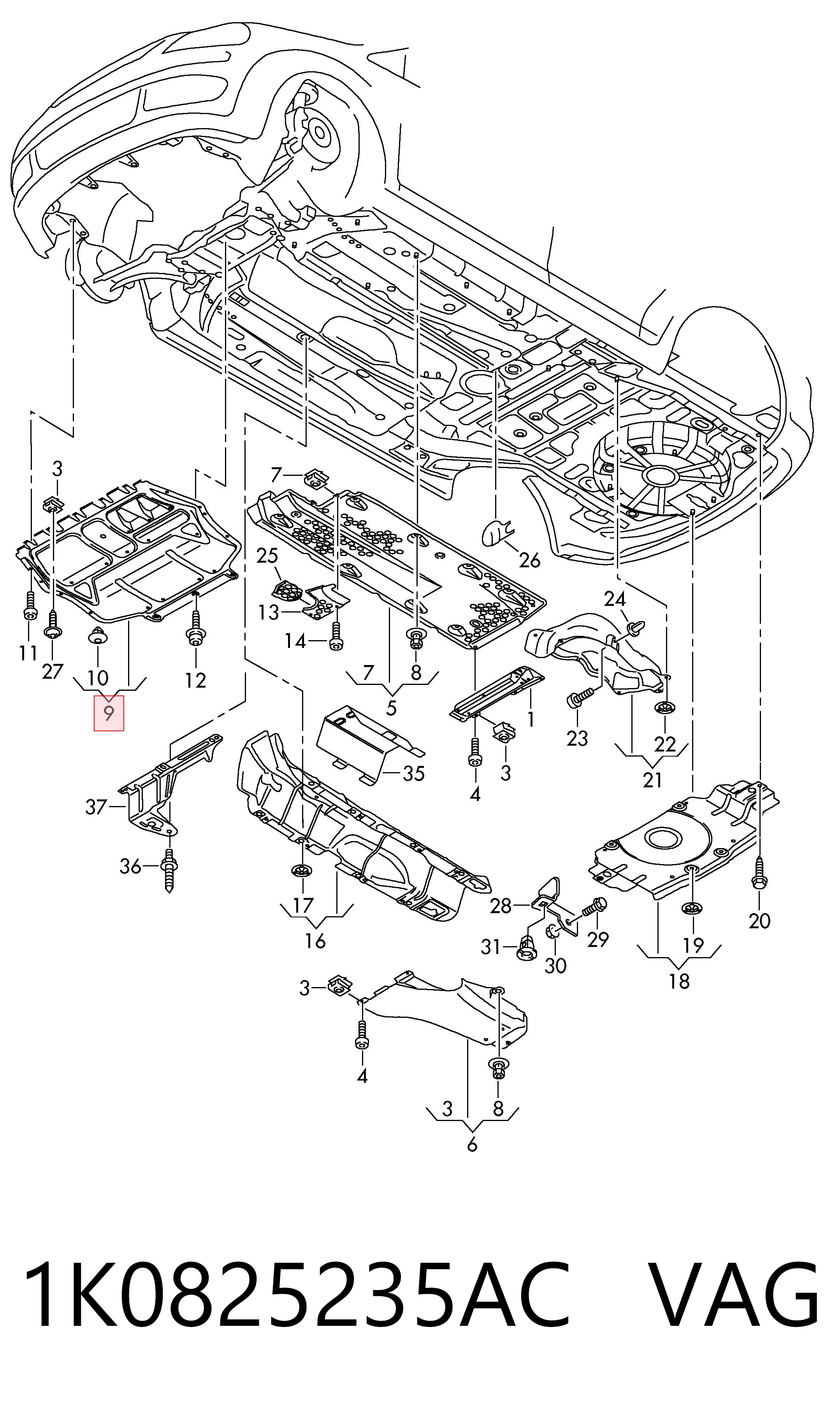 Защита моторного отсека Audi A3 хэтчбек (8P1) (2003 - 2012) цена, от 38.01 USD