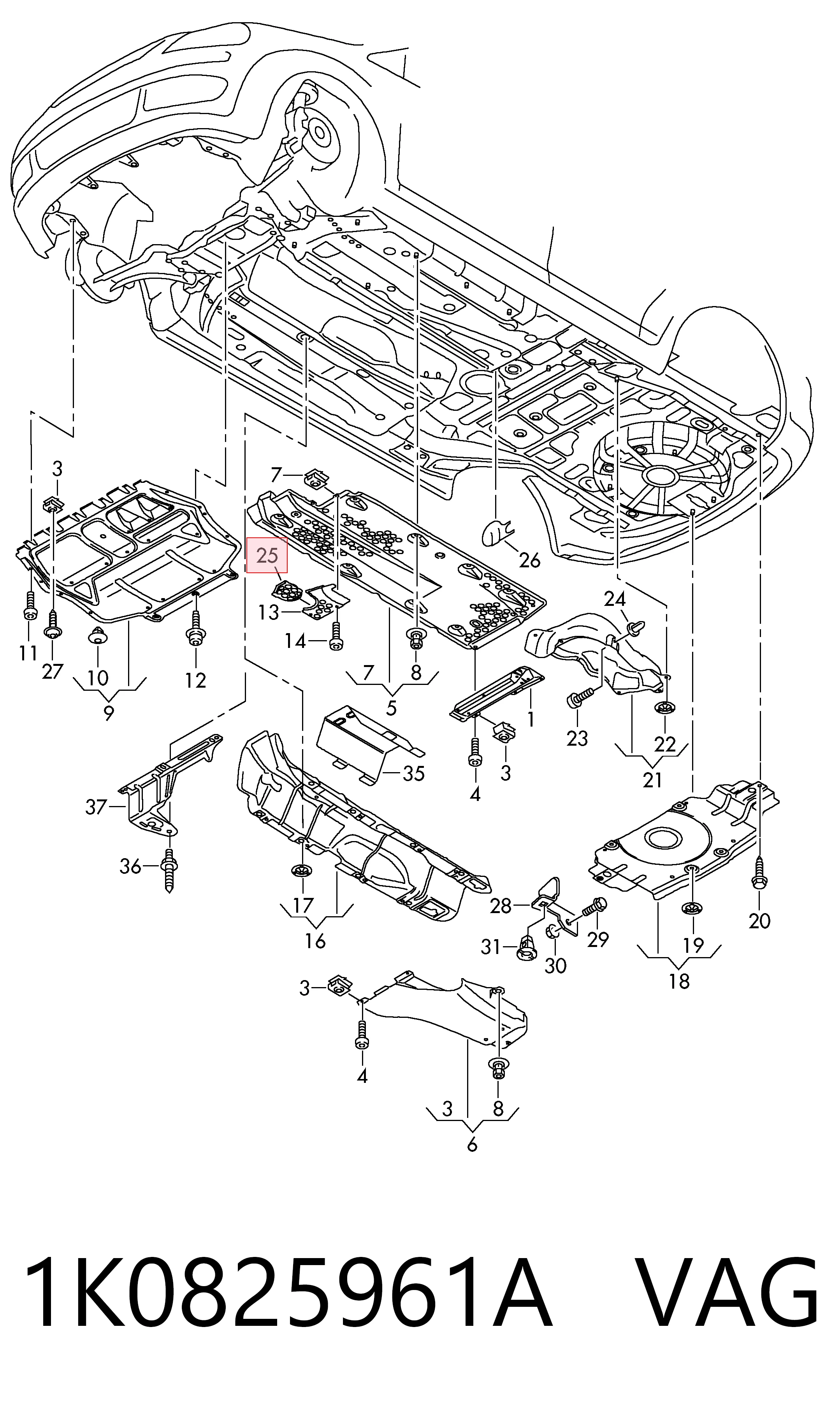 Заглушка днища кузова на Volkswagen Golf VI AJ5