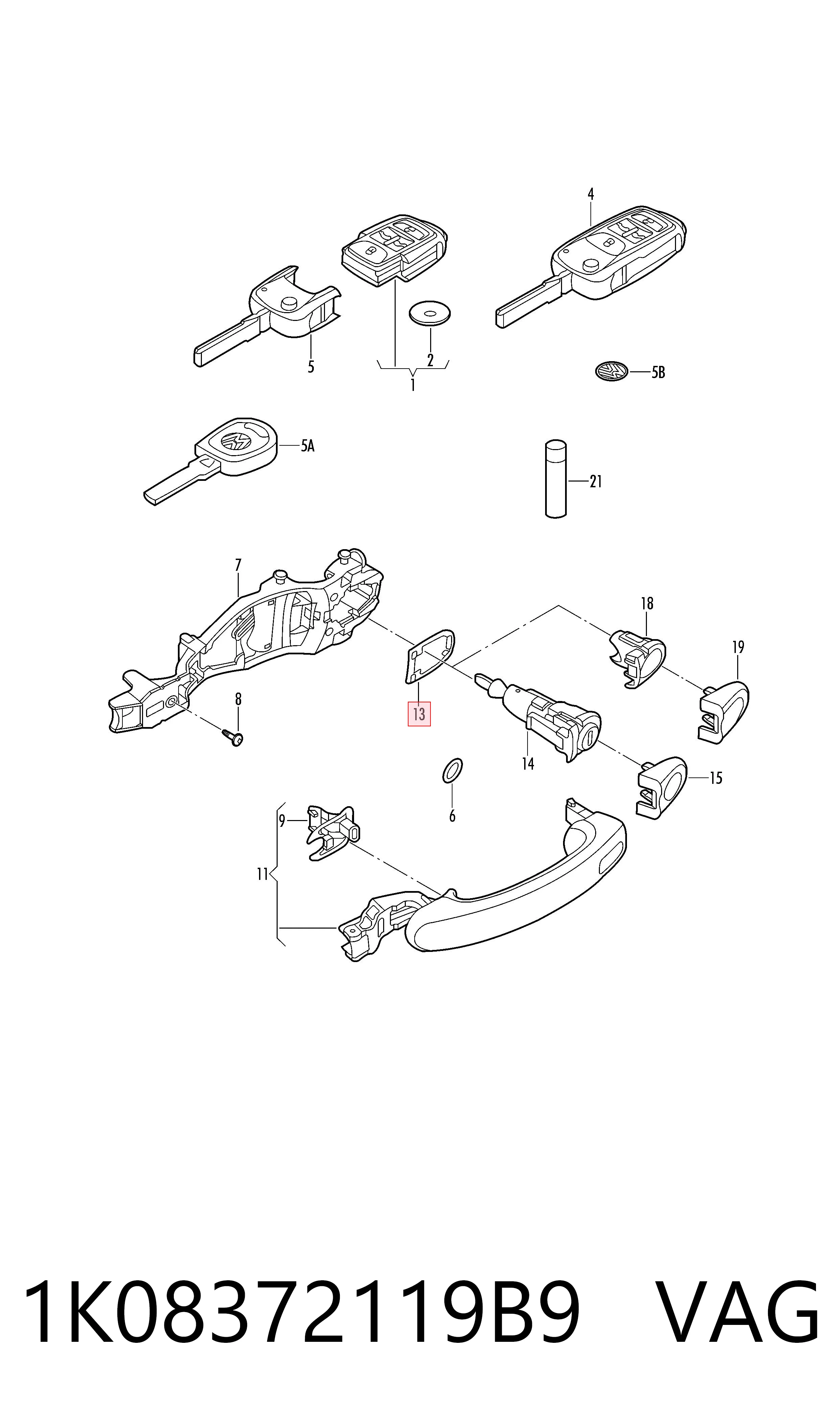 1K08372119B9 VAG Накладка ручки двери
