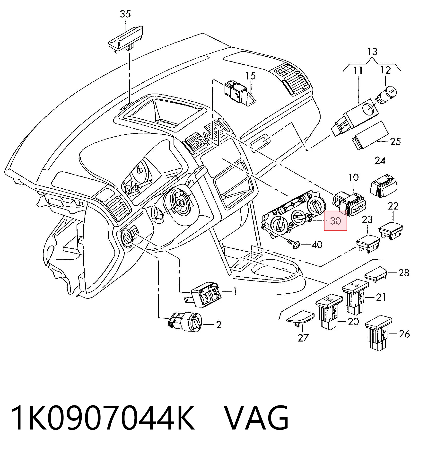 Механизм управления кондиционером на Volkswagen Jetta V 1K2