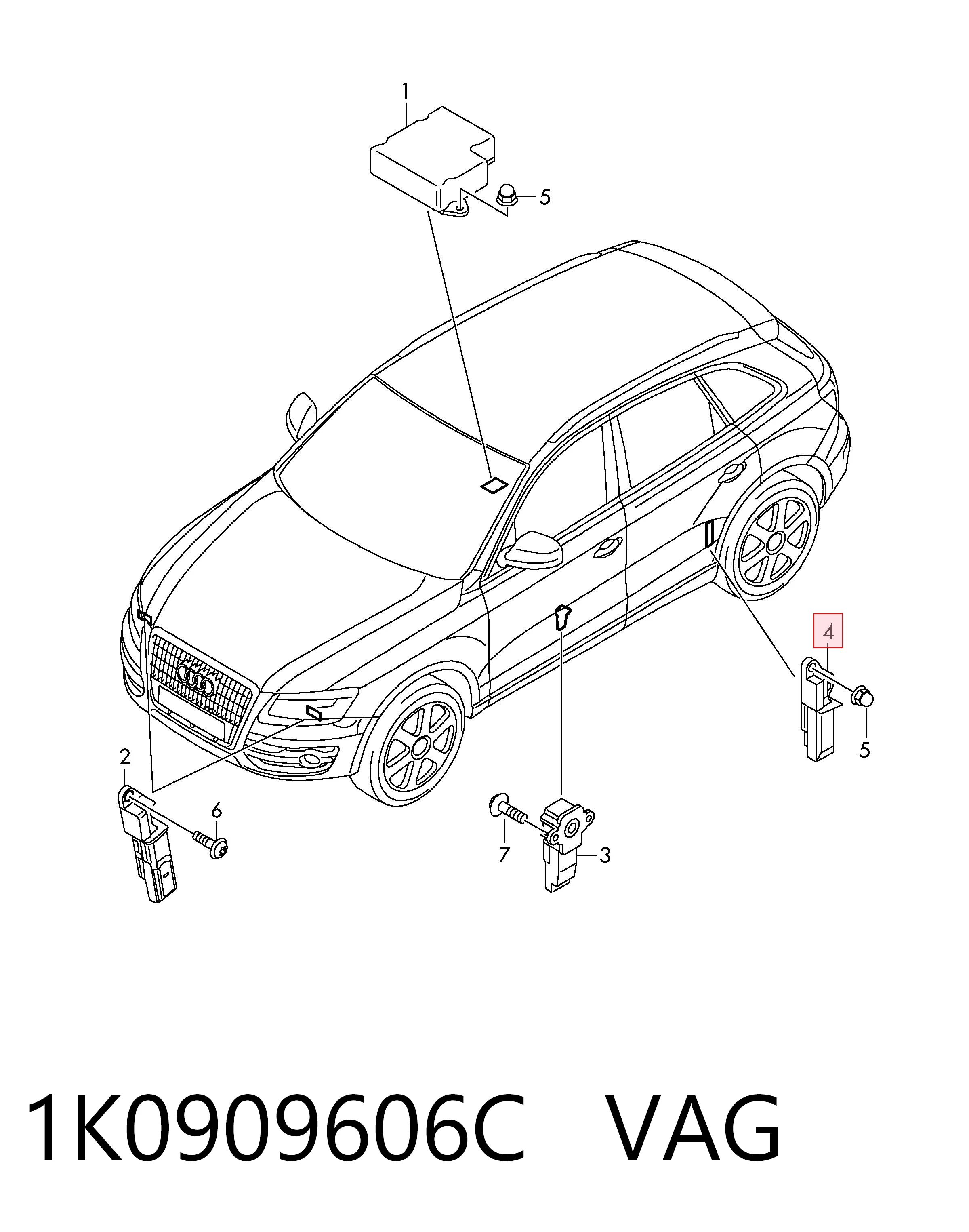 1K0909606C VAG Датчик AIRBAG передний