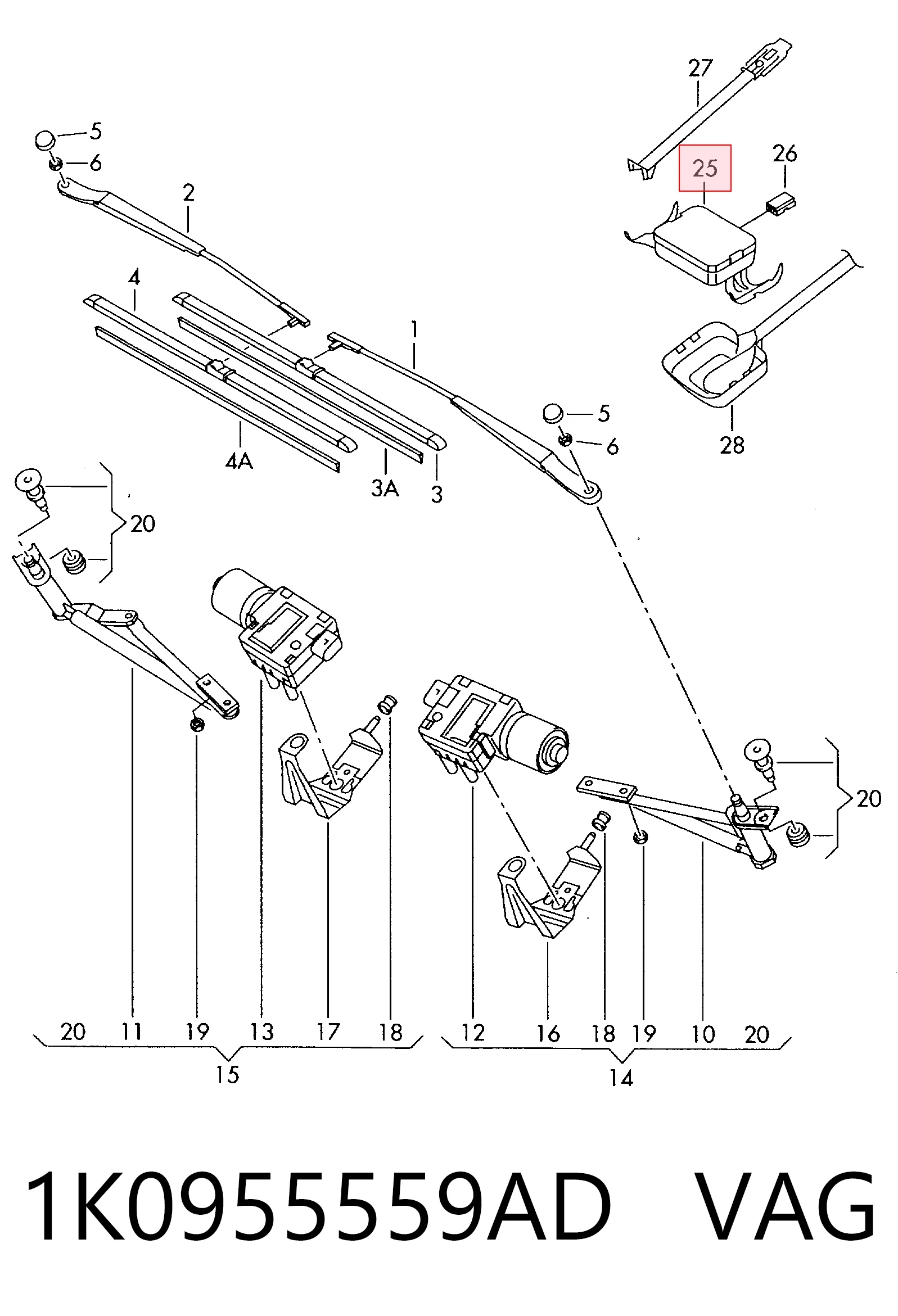 Датчик дождя на Volkswagen Phaeton I 3D1, 3D2, 3D3, 3D4, 3D6, 3D7, 3D8, 3D9