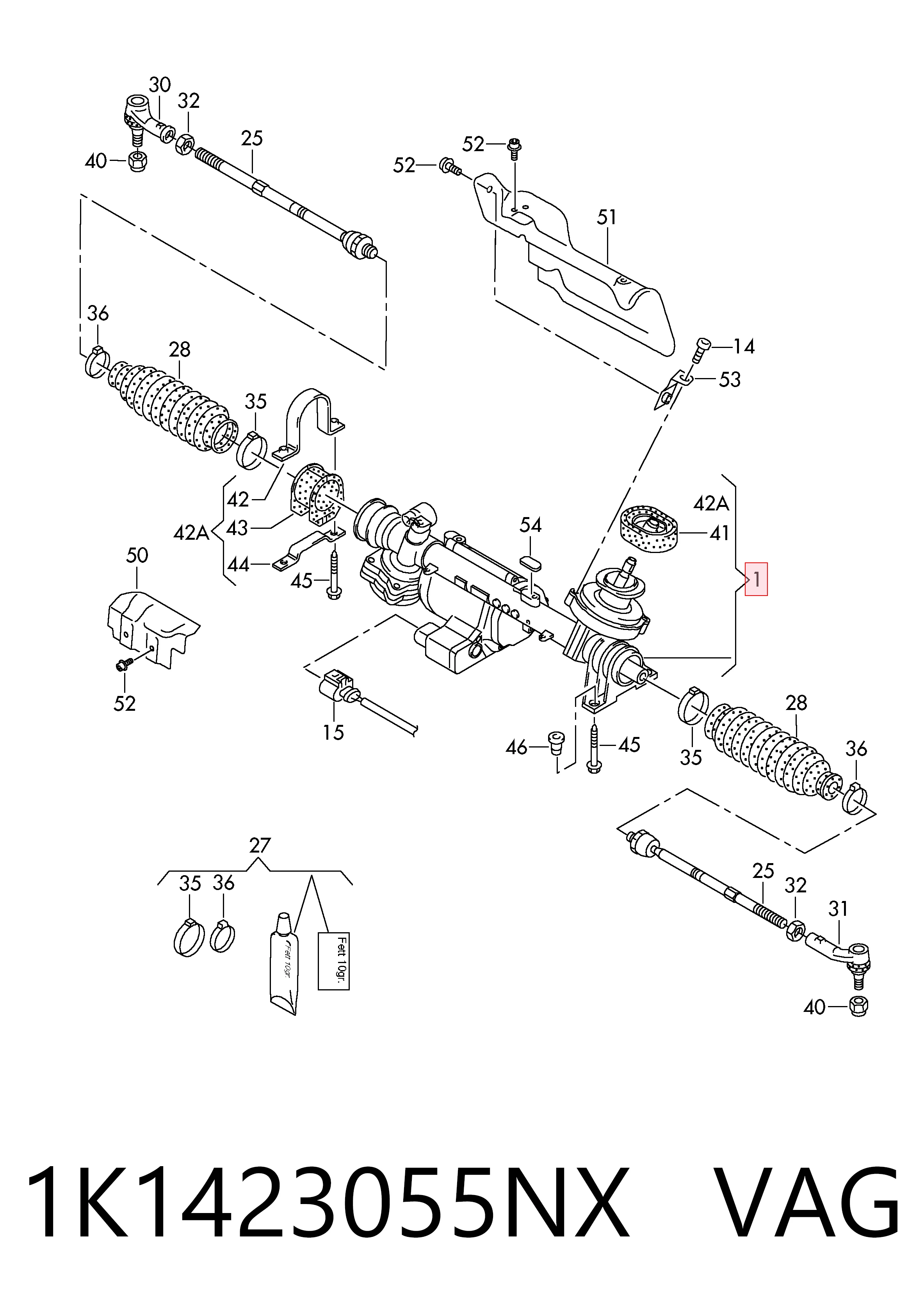 Реечный рулевой механизм VAG 1K1423055NX цена, от 184.96 USD