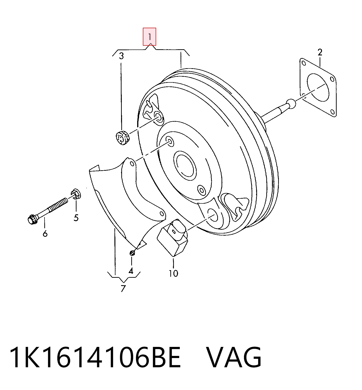 1K1614106BE VAG Усилитель тормоза вакуумный