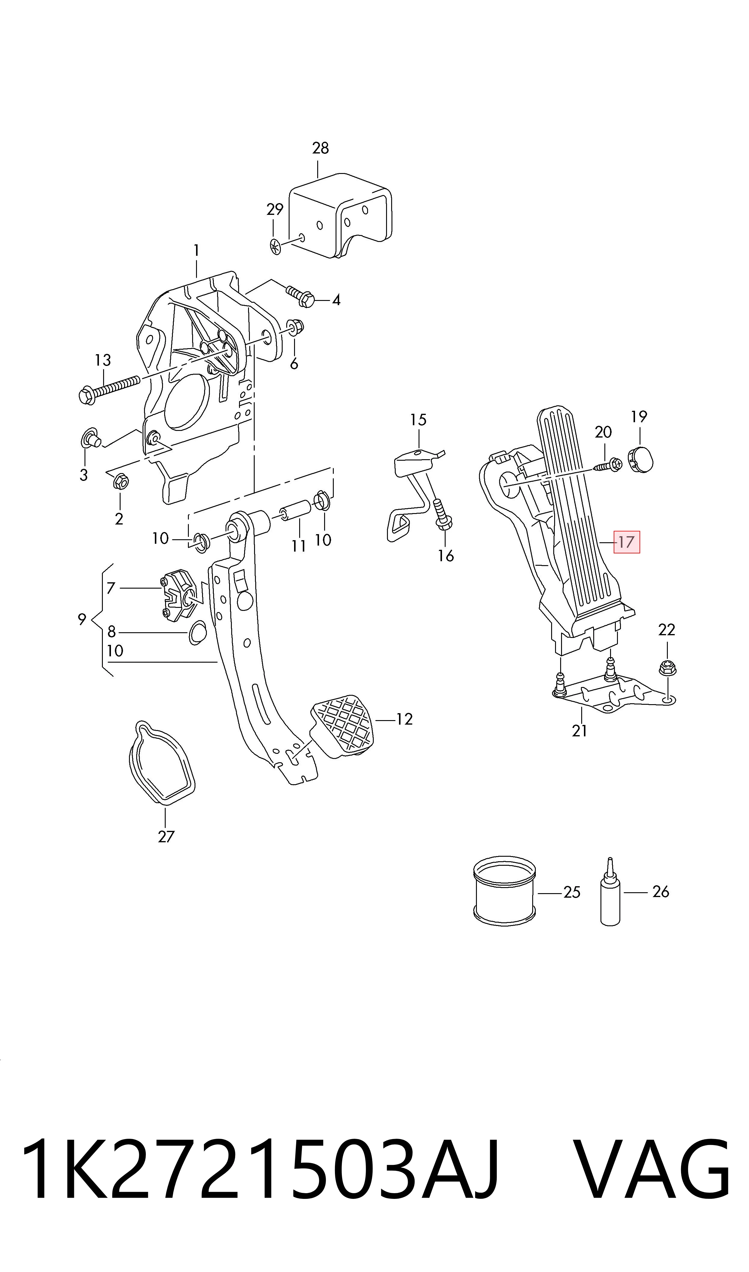 1K2721503AJ VAG Педали газа