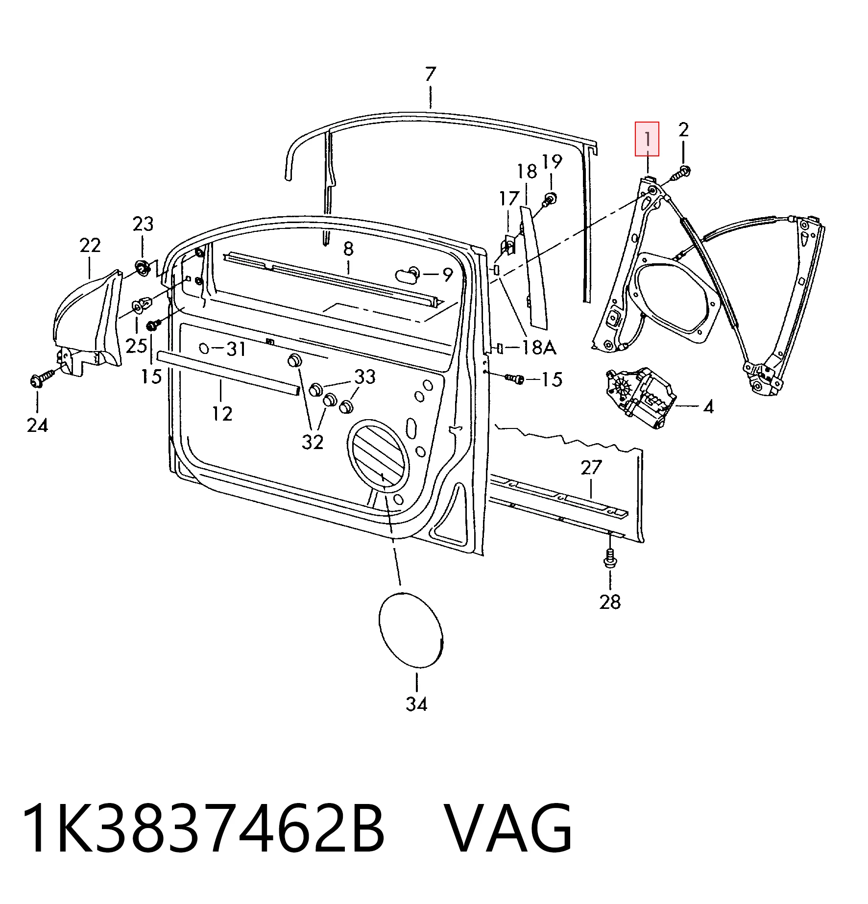 1K3837462B VAG Механизм подъема стекол