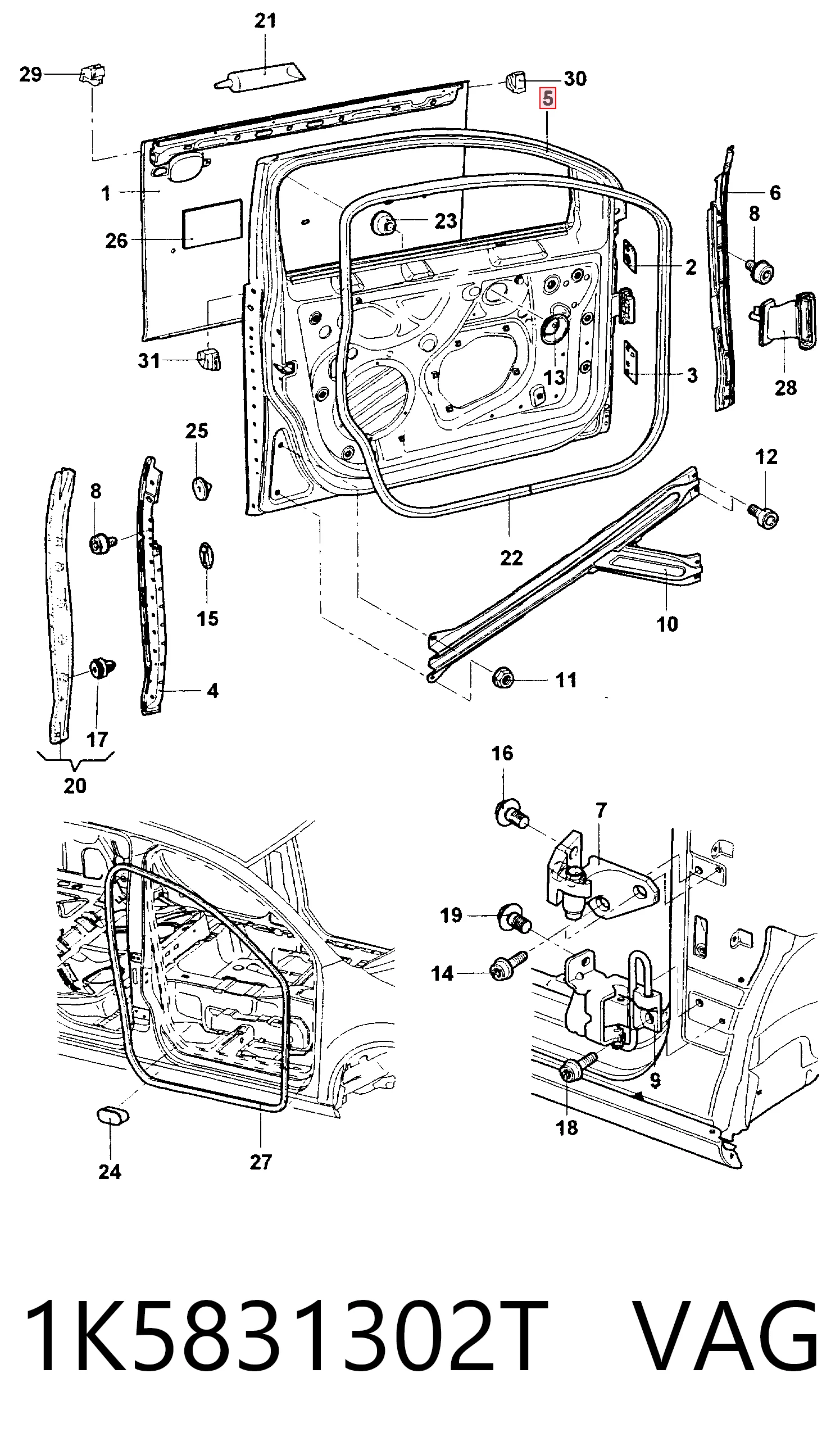  Дверь передняя правая Volkswagen Golf 6