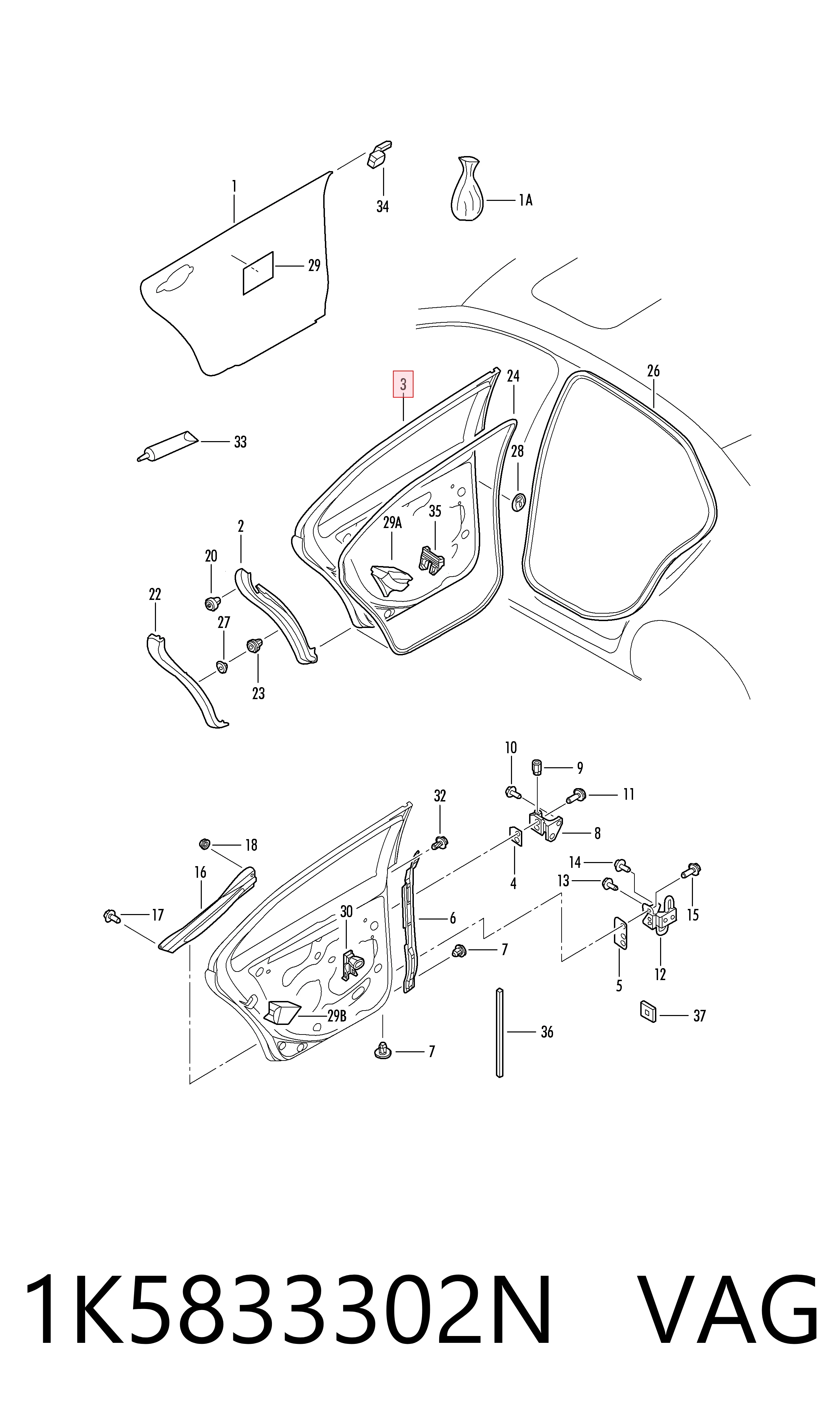 Дверь задняя, правая на Volkswagen Jetta V 1K2