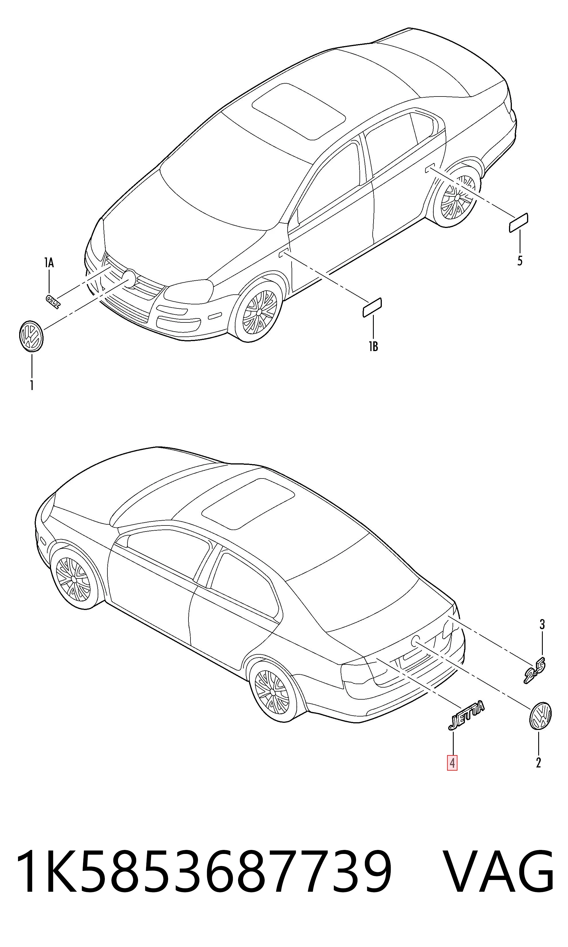 1K5853687739 VAG Фирменный значек на багажник