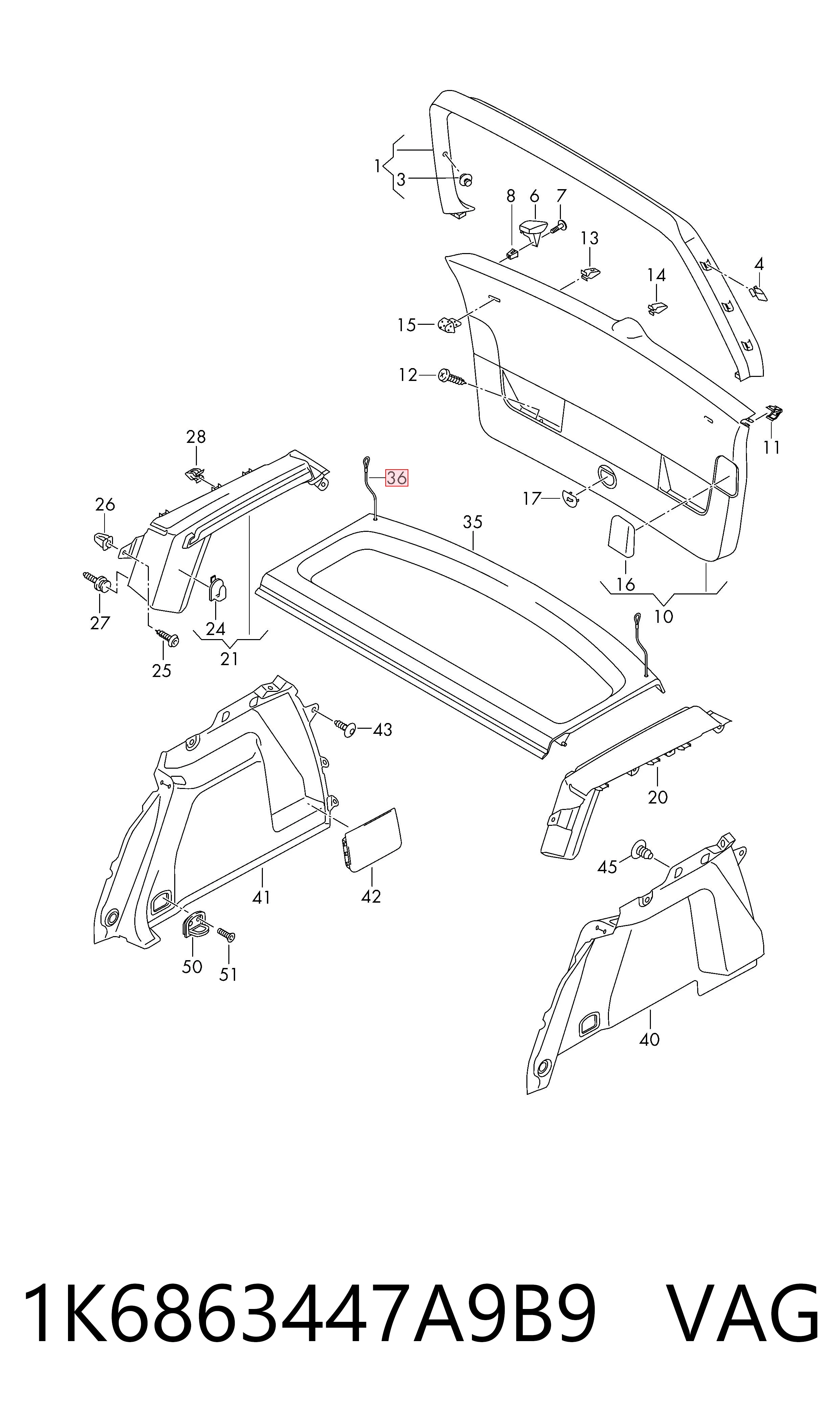 1K6863447A9B9 VAG Пластик пятой двери