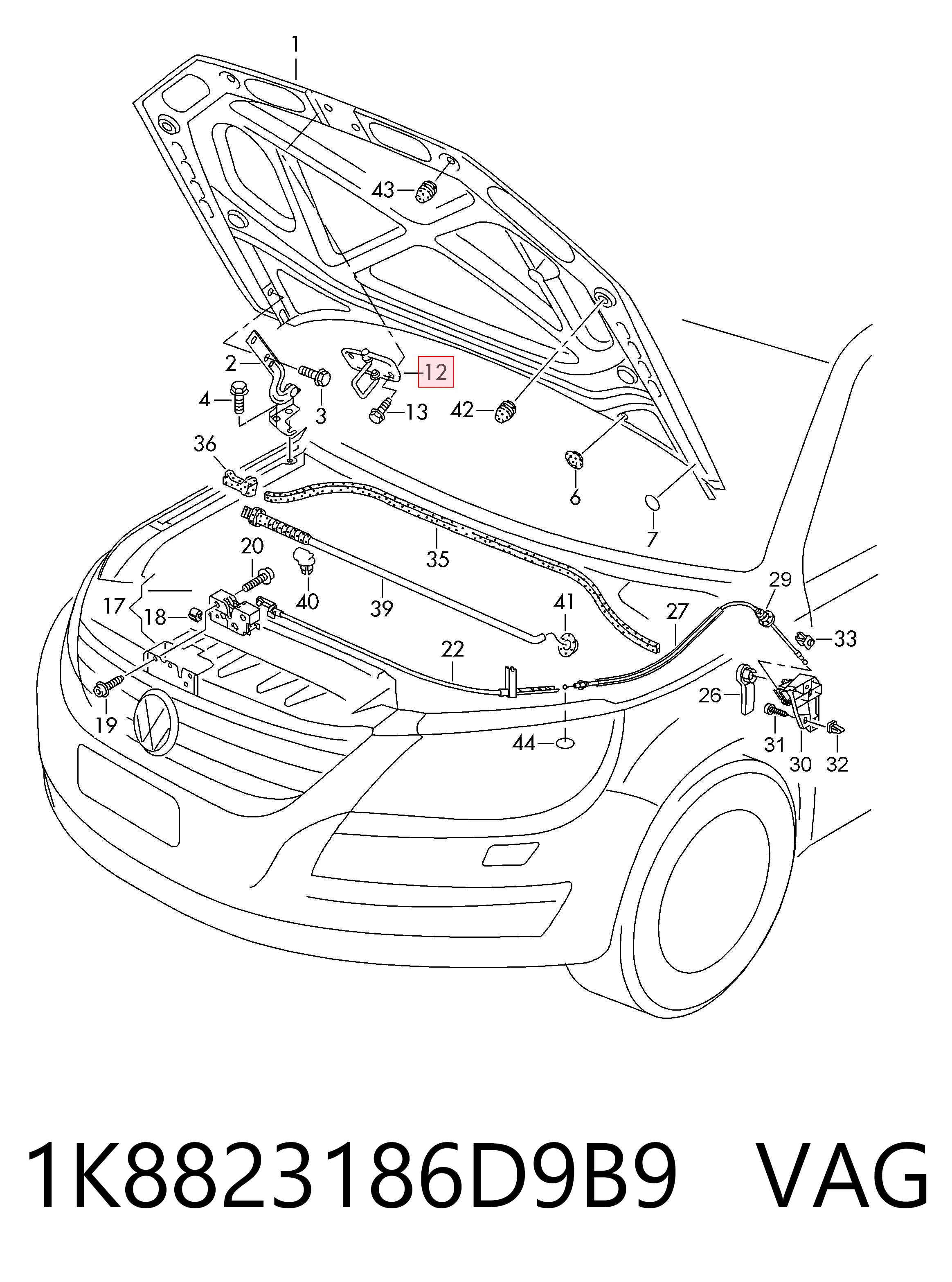 Замок капота Volkswagen Touran II минивэн (1T3) (2010 - 2015) цена, от 5.66 USD