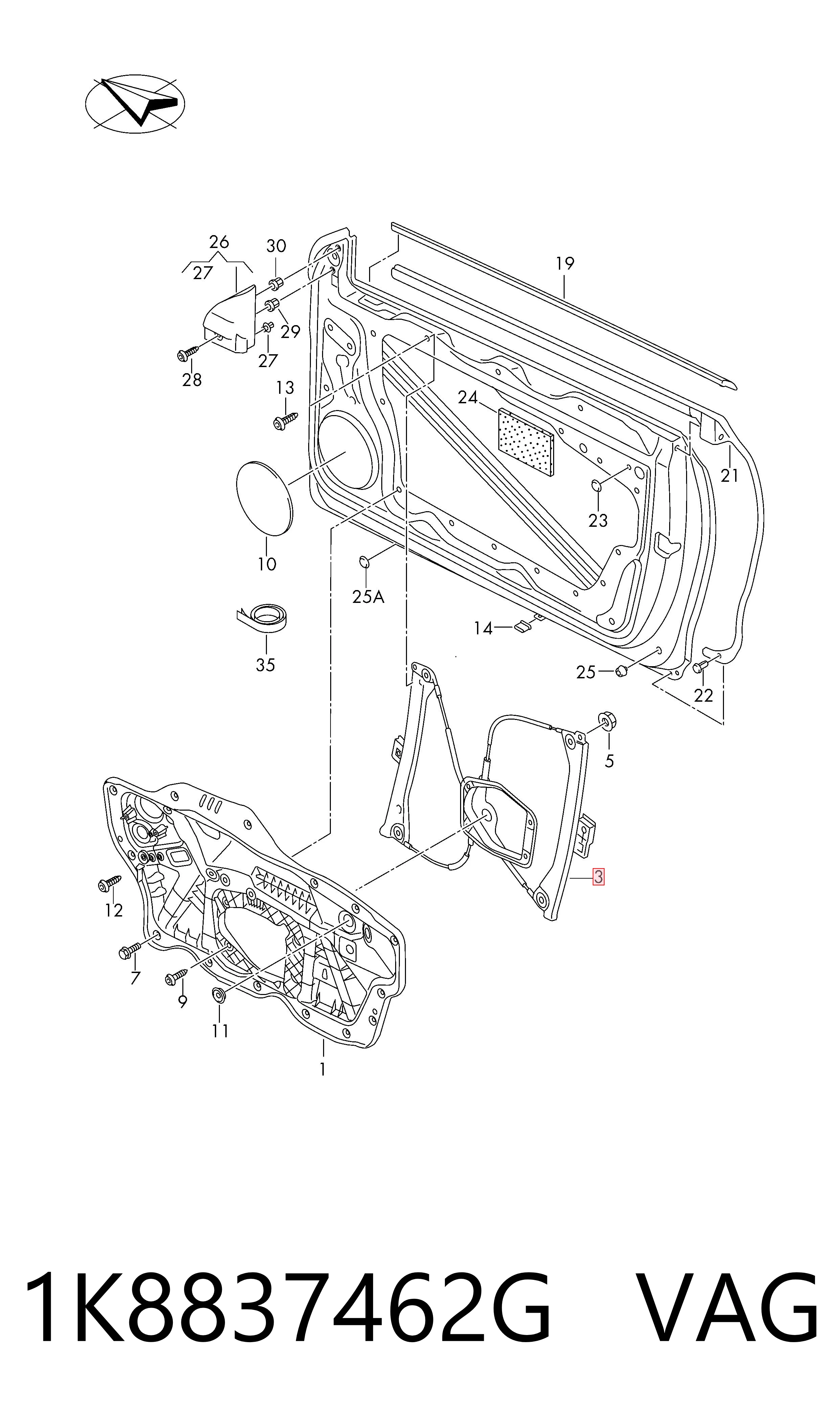 Стеклоподъемник передней правой двери VAG 1K8837462G цена, от 151.87 USD