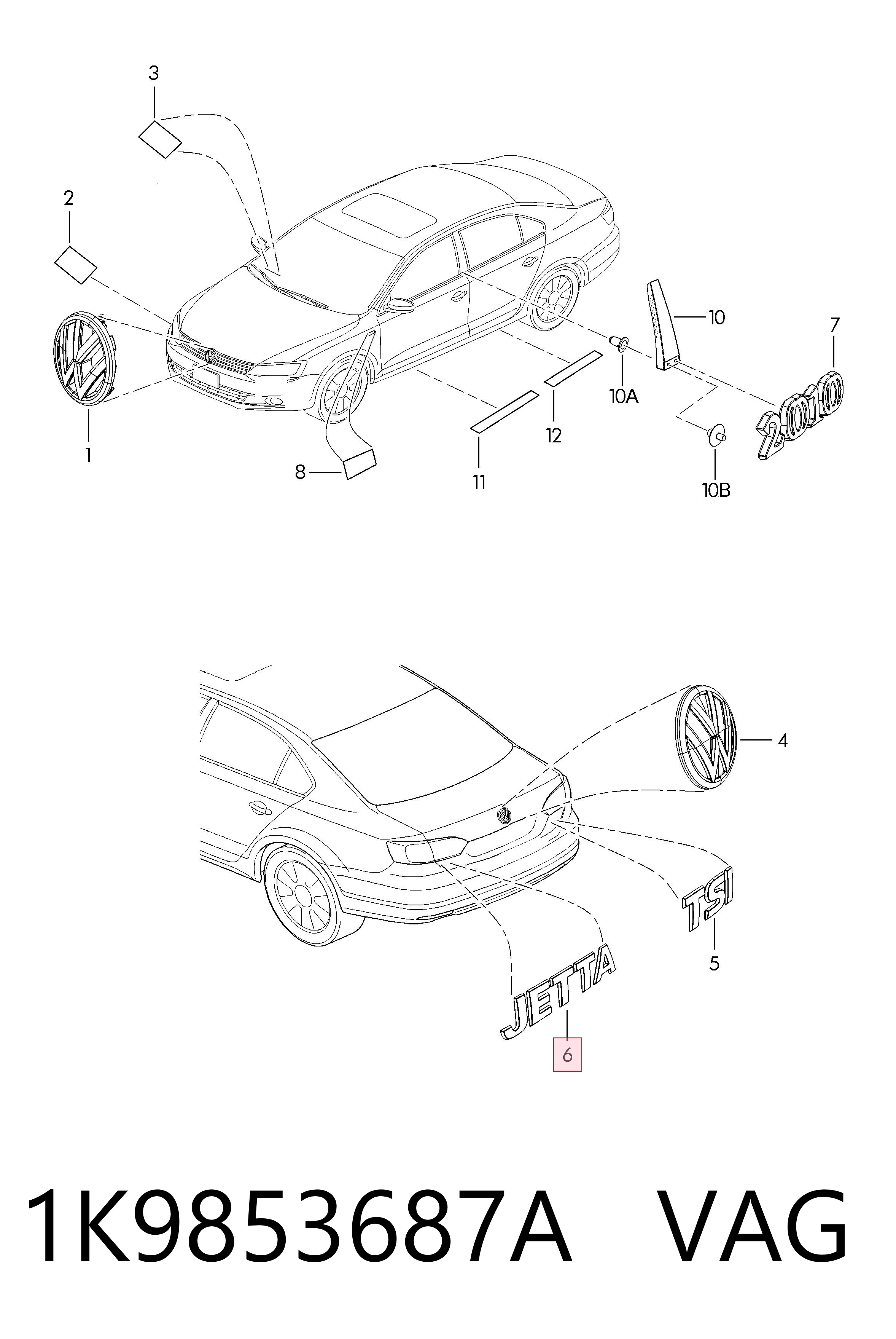  Эмблема крышки багажника Volkswagen Jetta 7