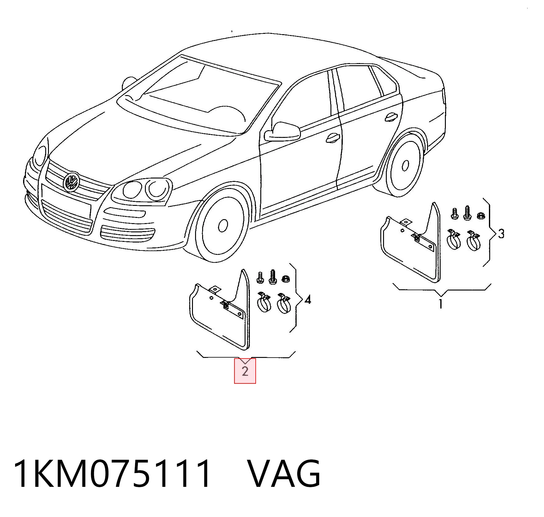 Комплект передних брызговиков на Volkswagen Jetta V 1K2