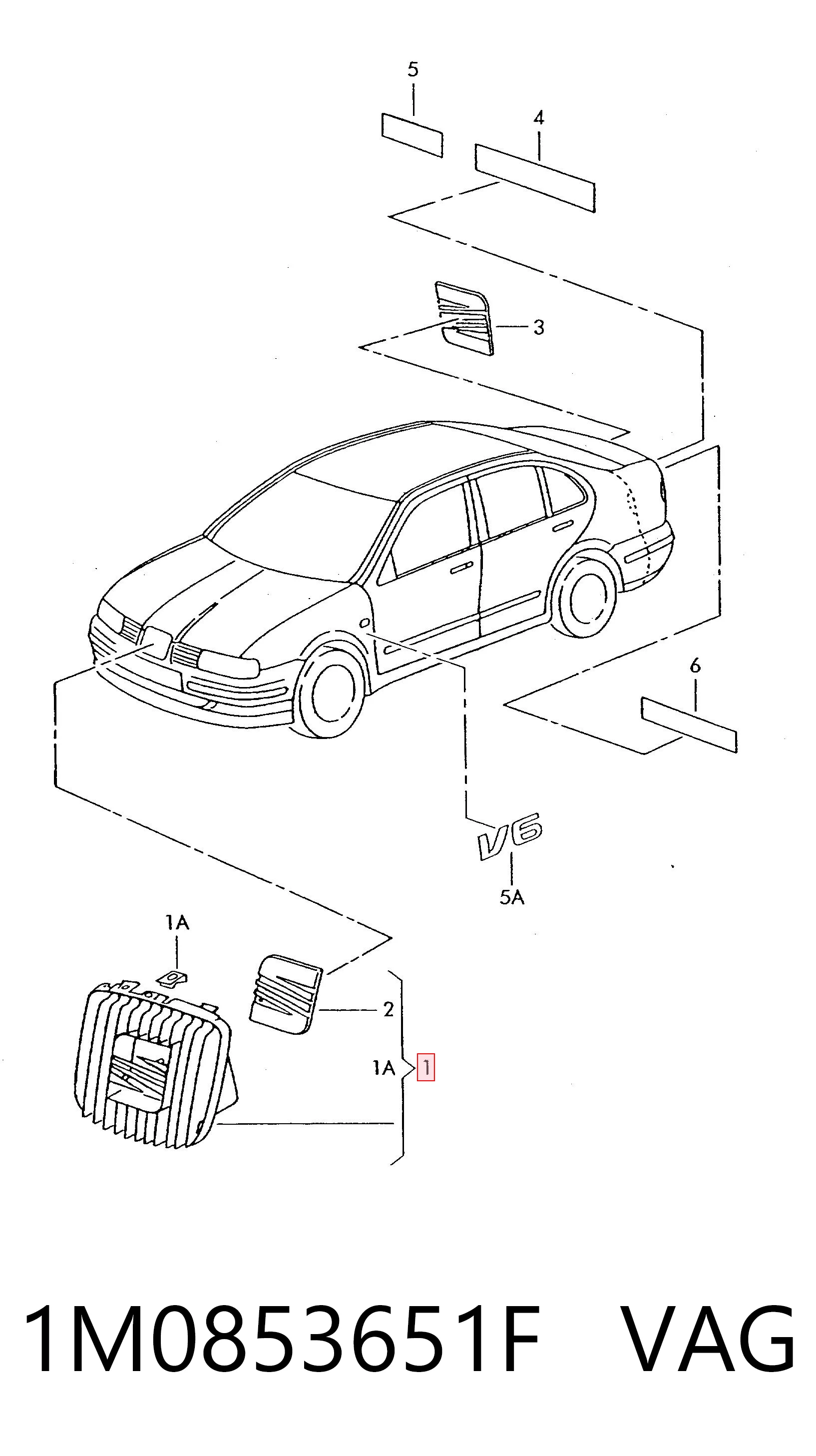 Решетка радиатора на Seat Toledo II 1M2