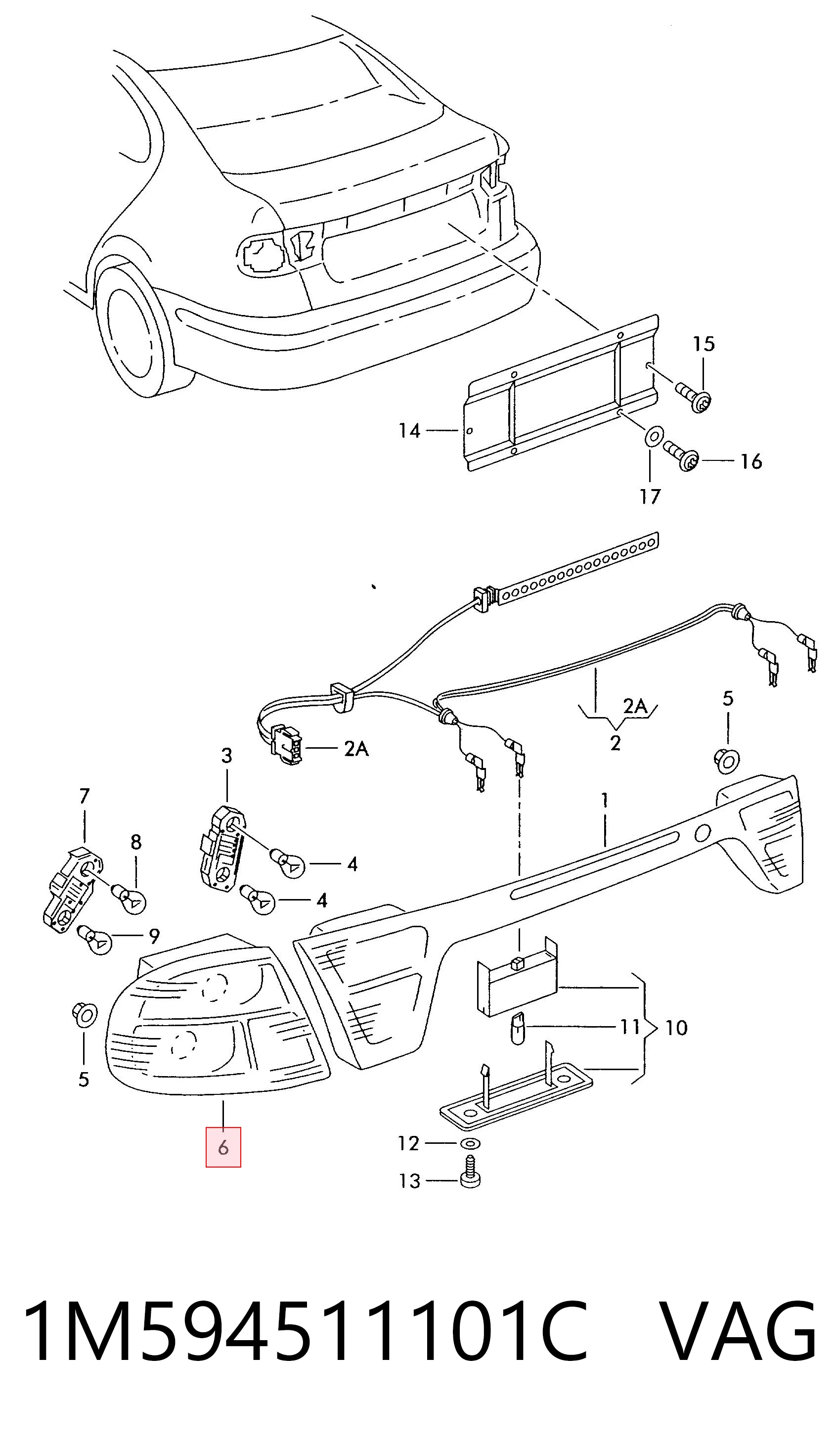 Задний левый стоп на Seat Toledo II 1M2