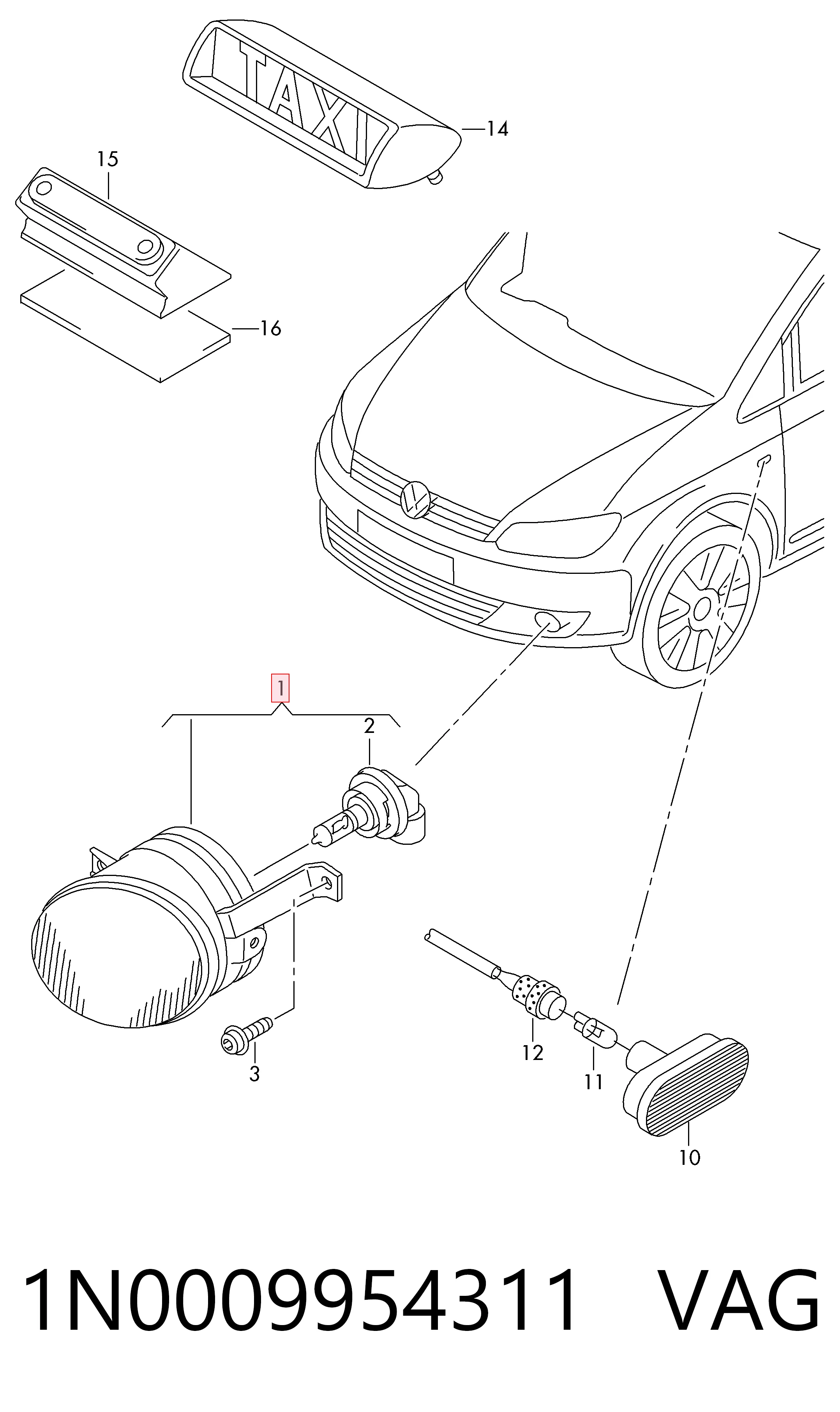 Фара противотуманная левая 951829H Polcar