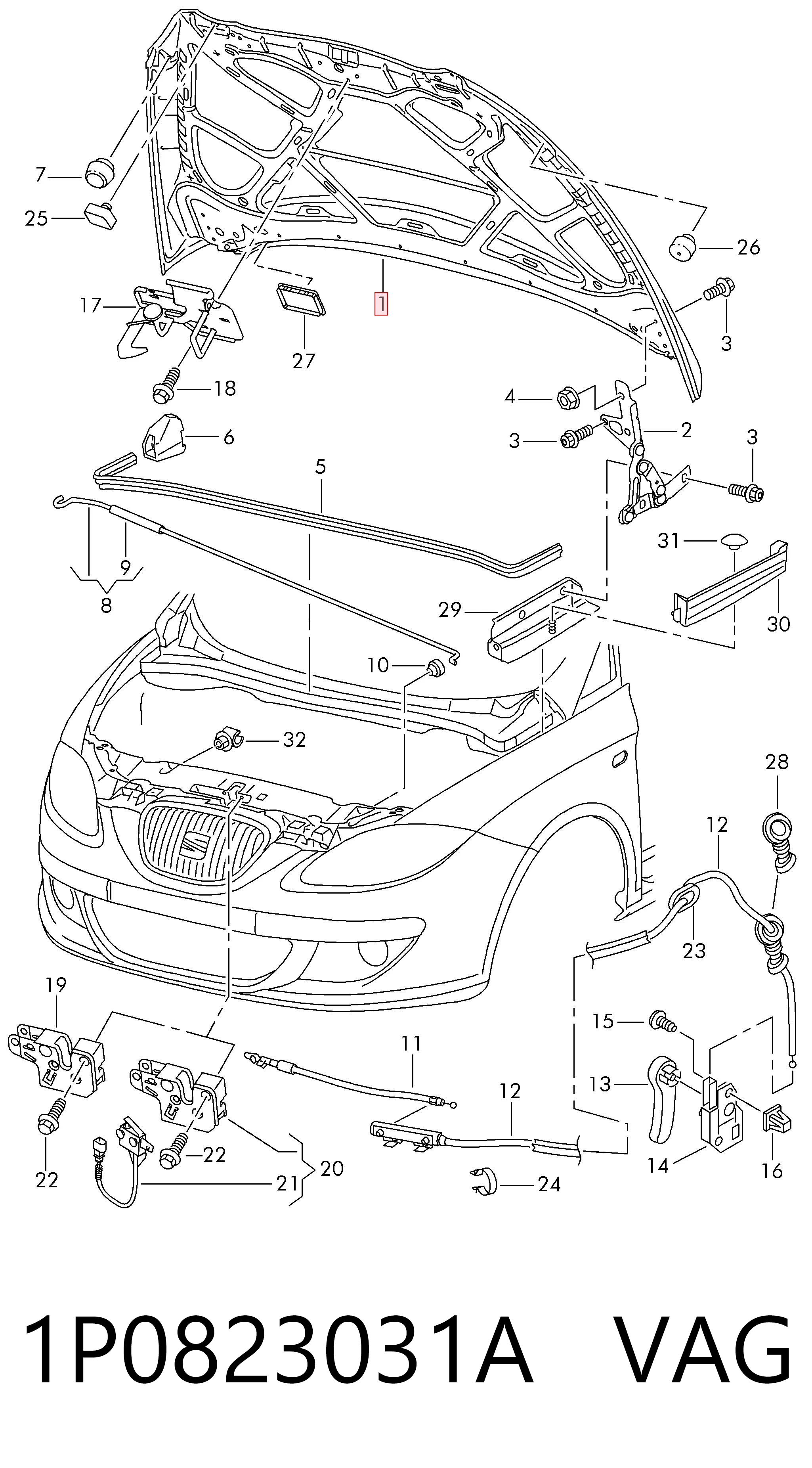 Капот на Seat Leon II 1P1