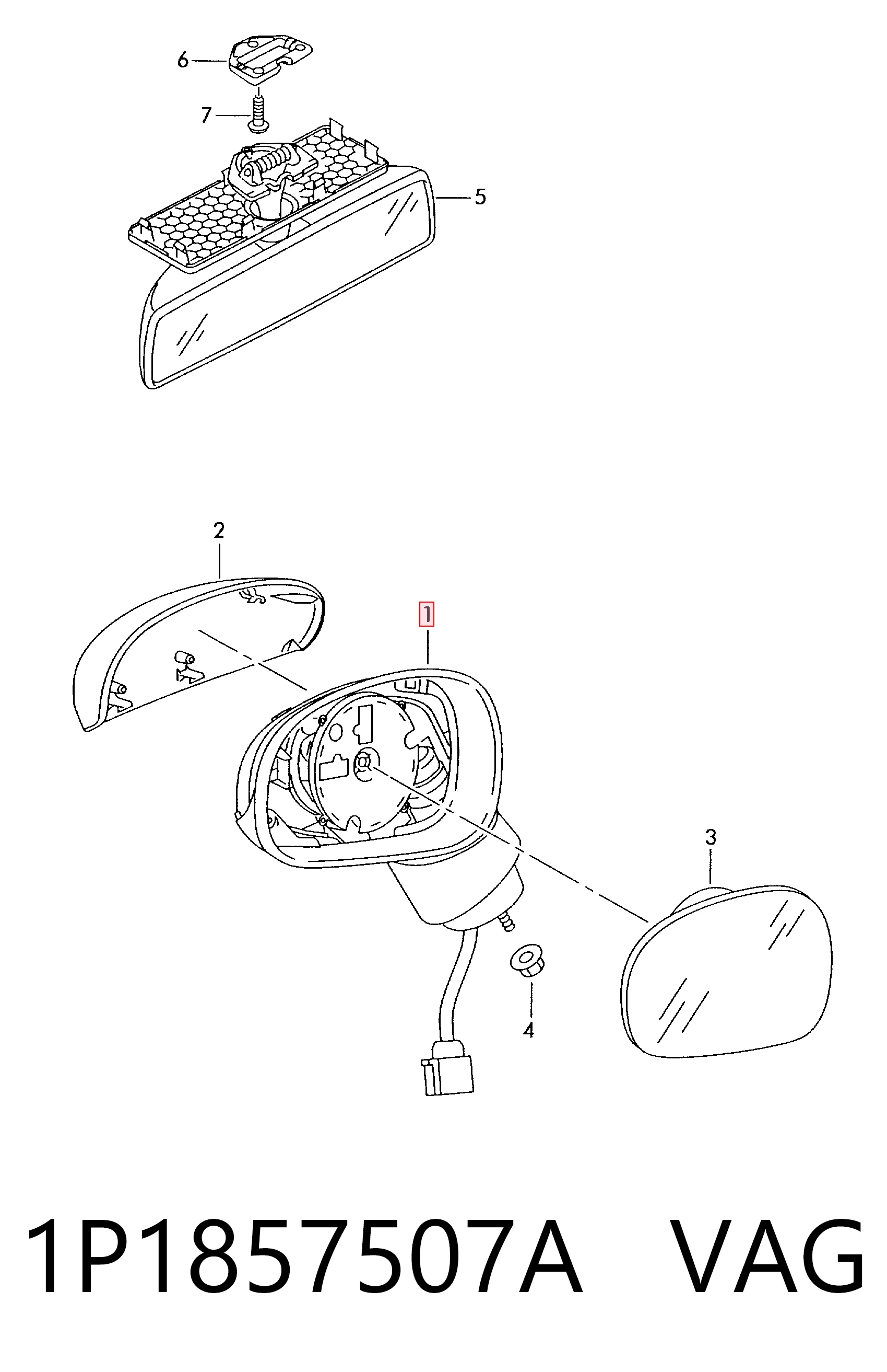 1P1857507A VAG Левое боковое зеркало