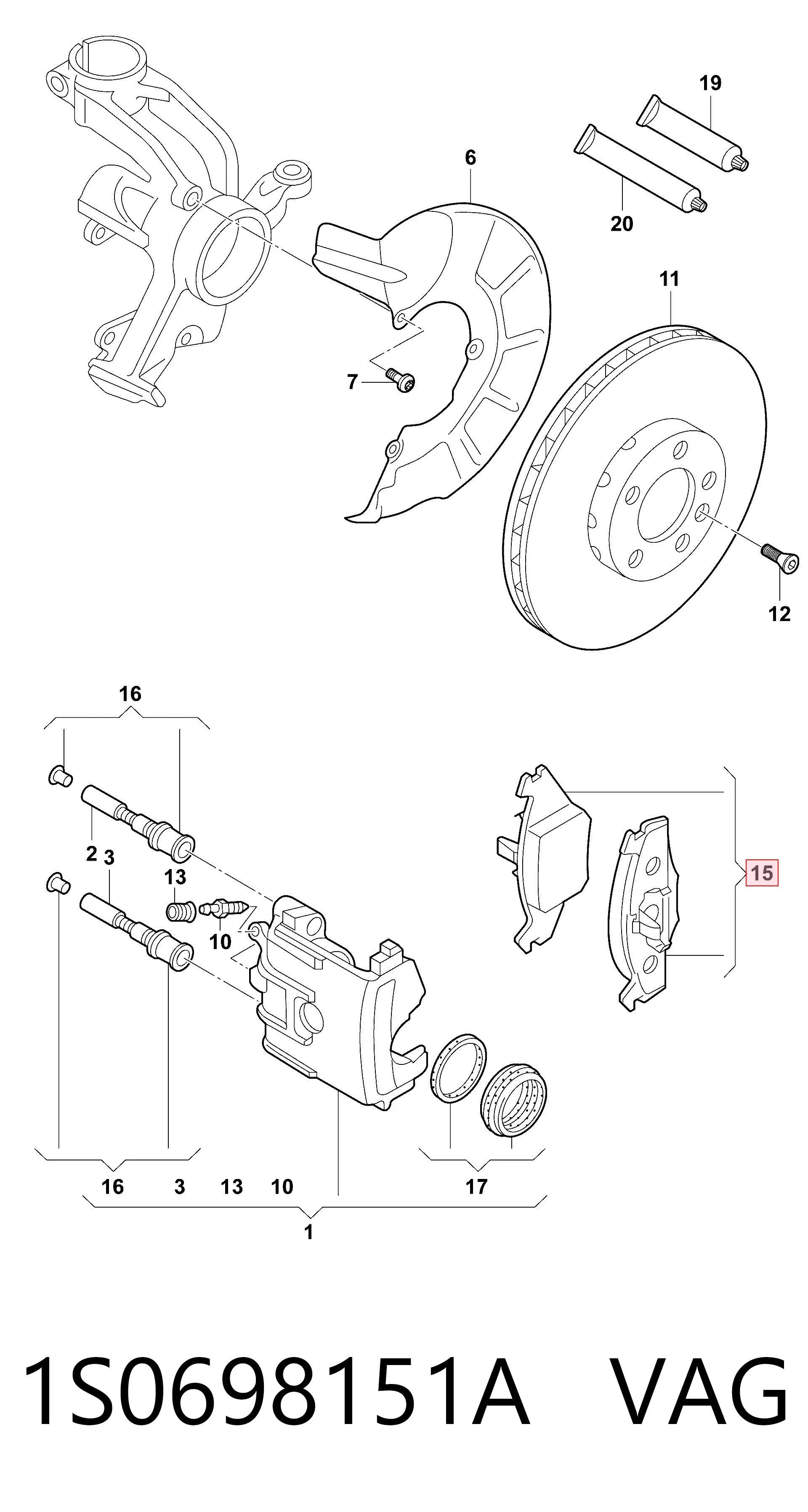 1S0698151A VAG Колодки передние