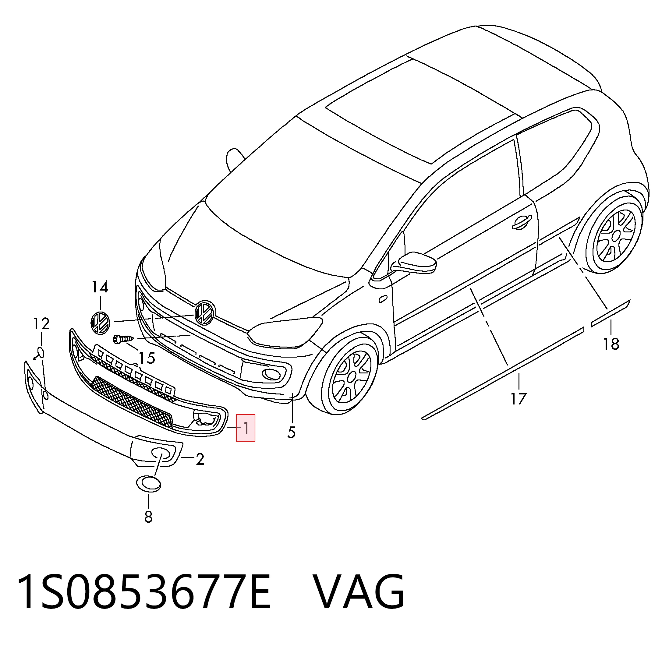 Решетка бампера переднего центральная Polcar 95A127R цена, от 27.19 USD