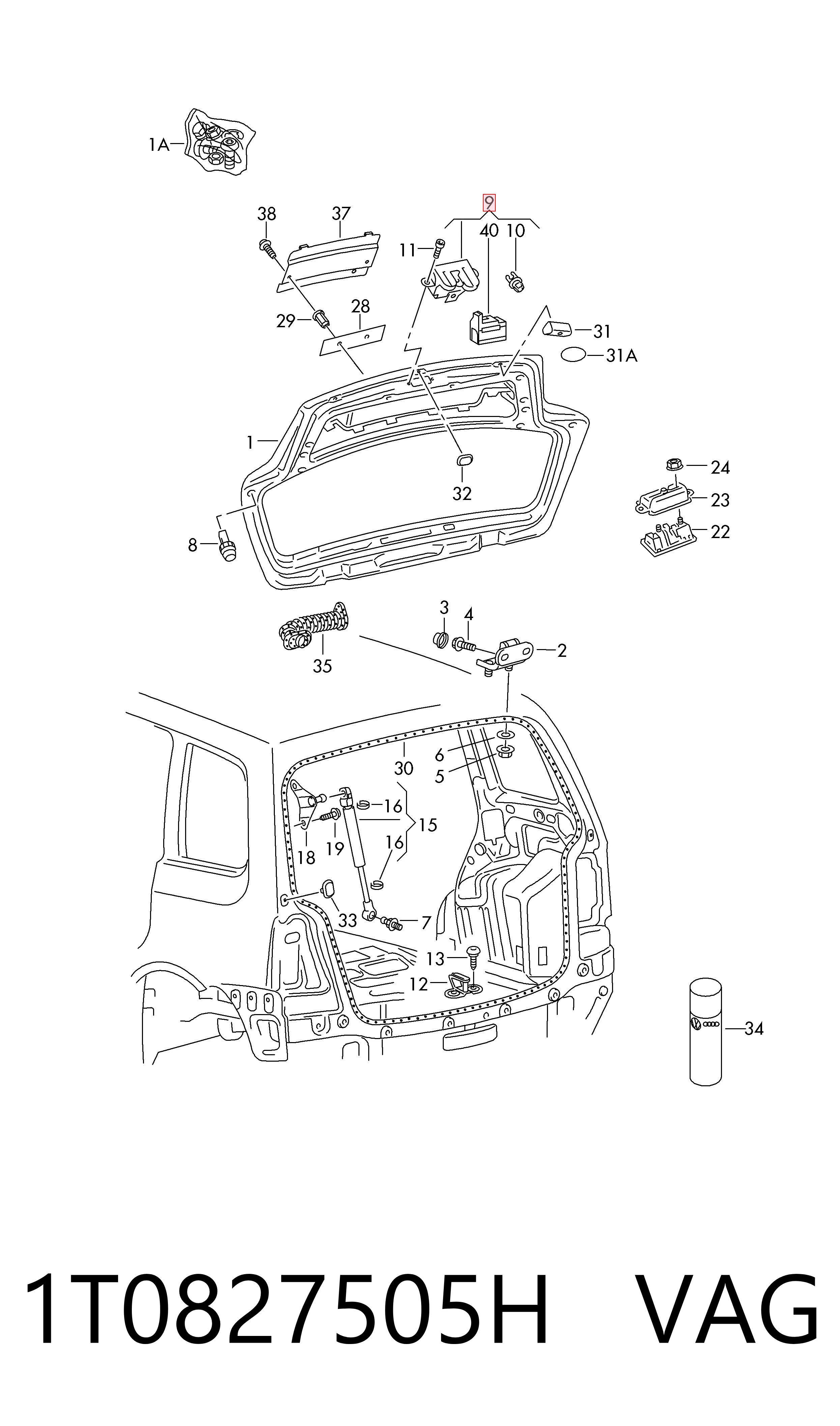 Замок пятой двери на Volkswagen Touran II 1T3