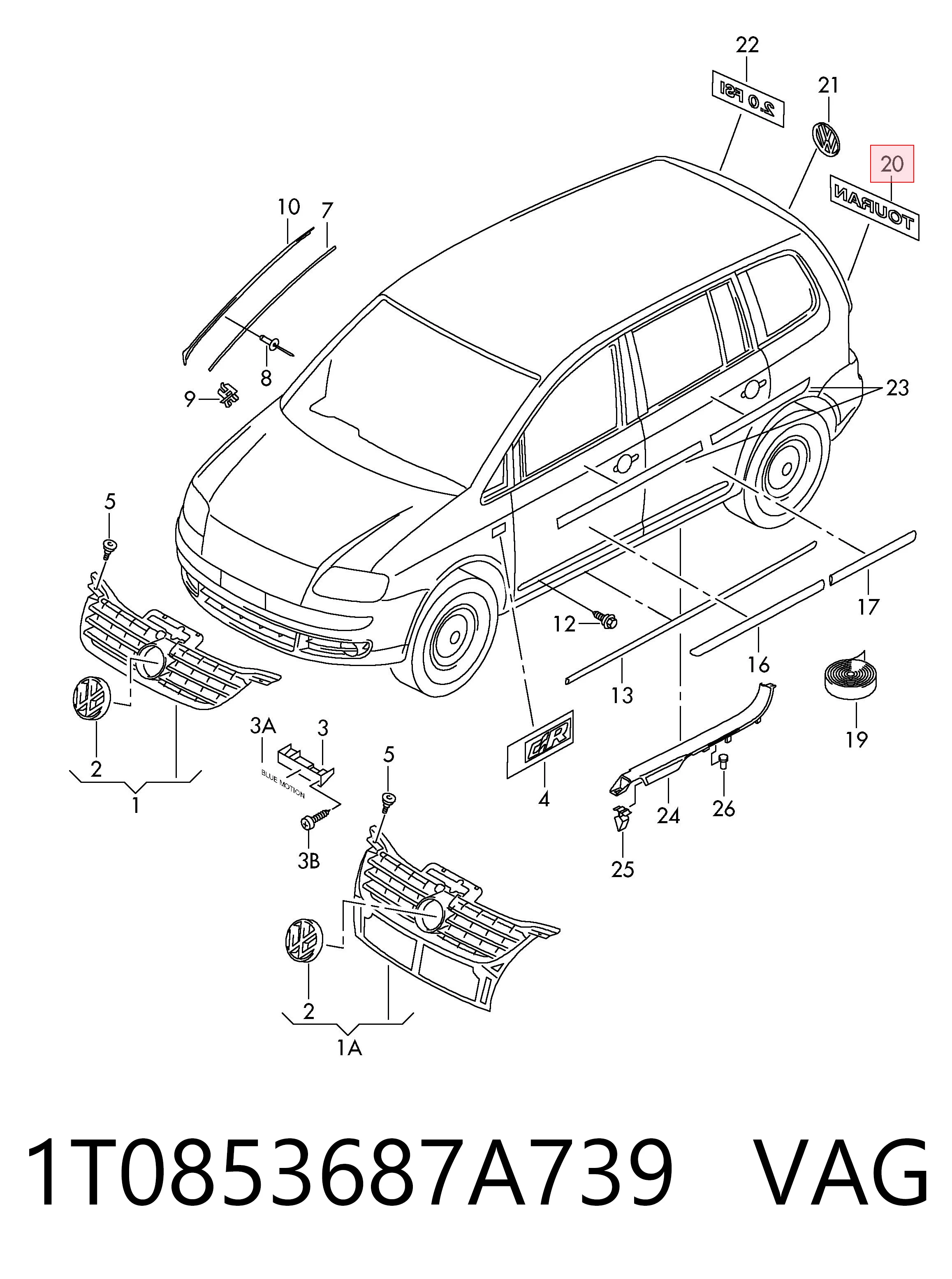 Фирменный значок VAG 1T0853687A739 цена, от 28.25 USD