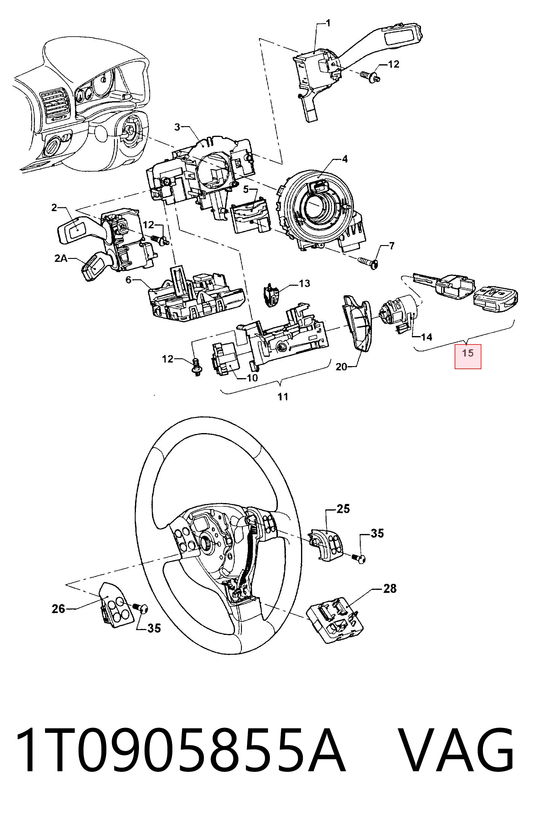 Купить Личинка замка зажигания Фольксваген Туран I 1T1, 1T2