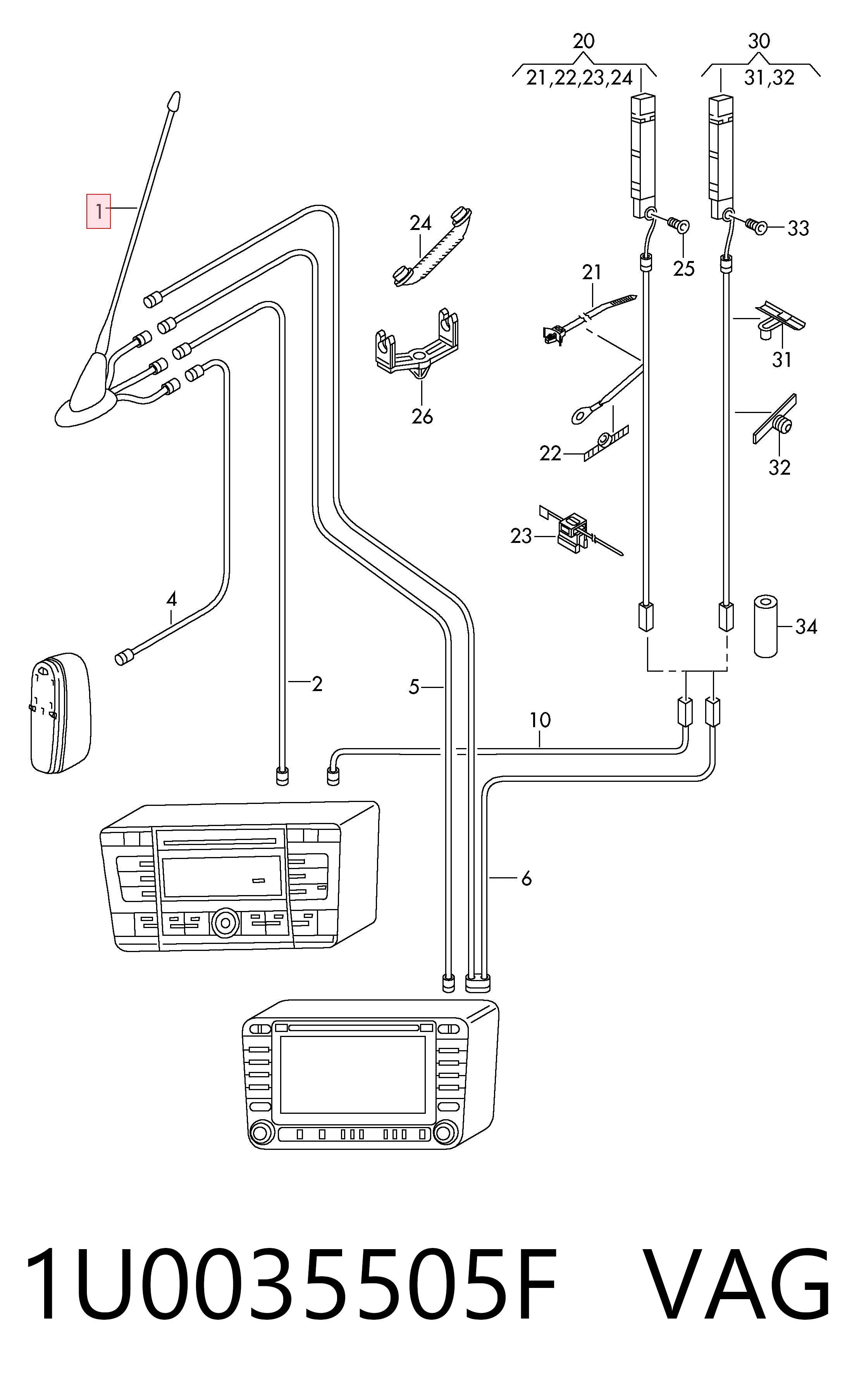 Антенна VAG 1U0035505F цена, от 13.31 USD
