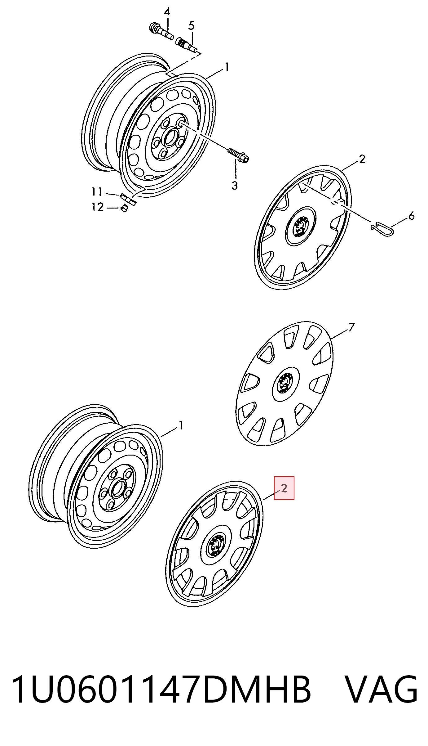1U0601147DMHB VAG Колпаки на диски