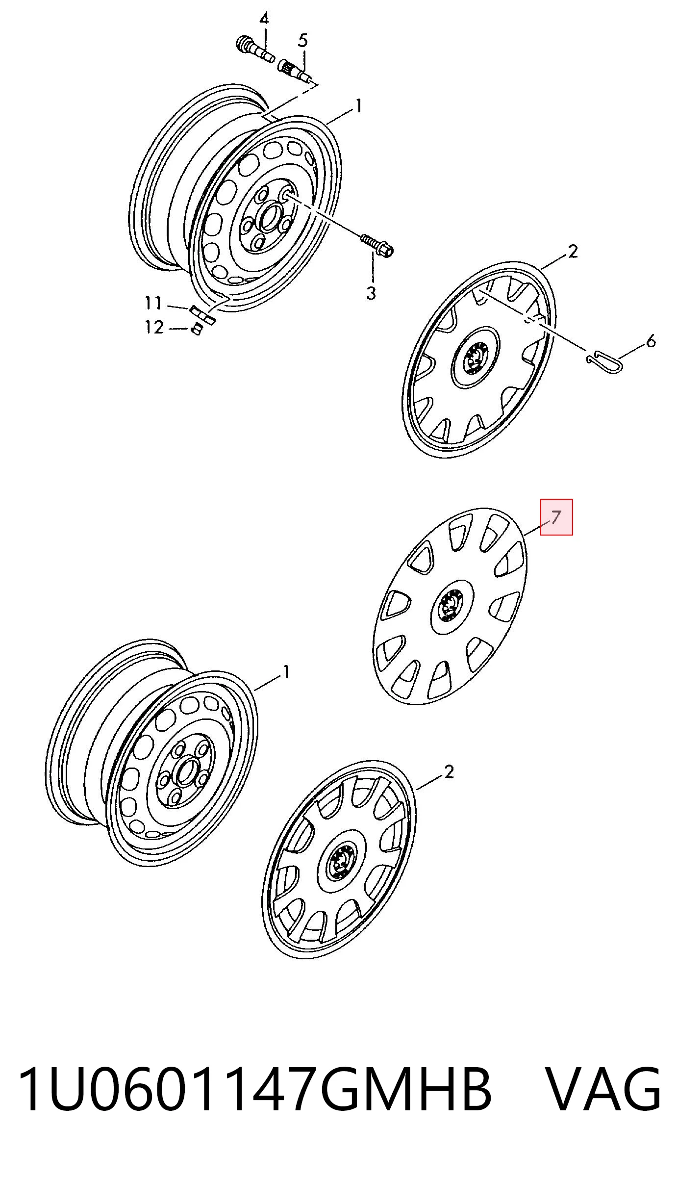 1U0601147GMHB VAG Колпаки на диски