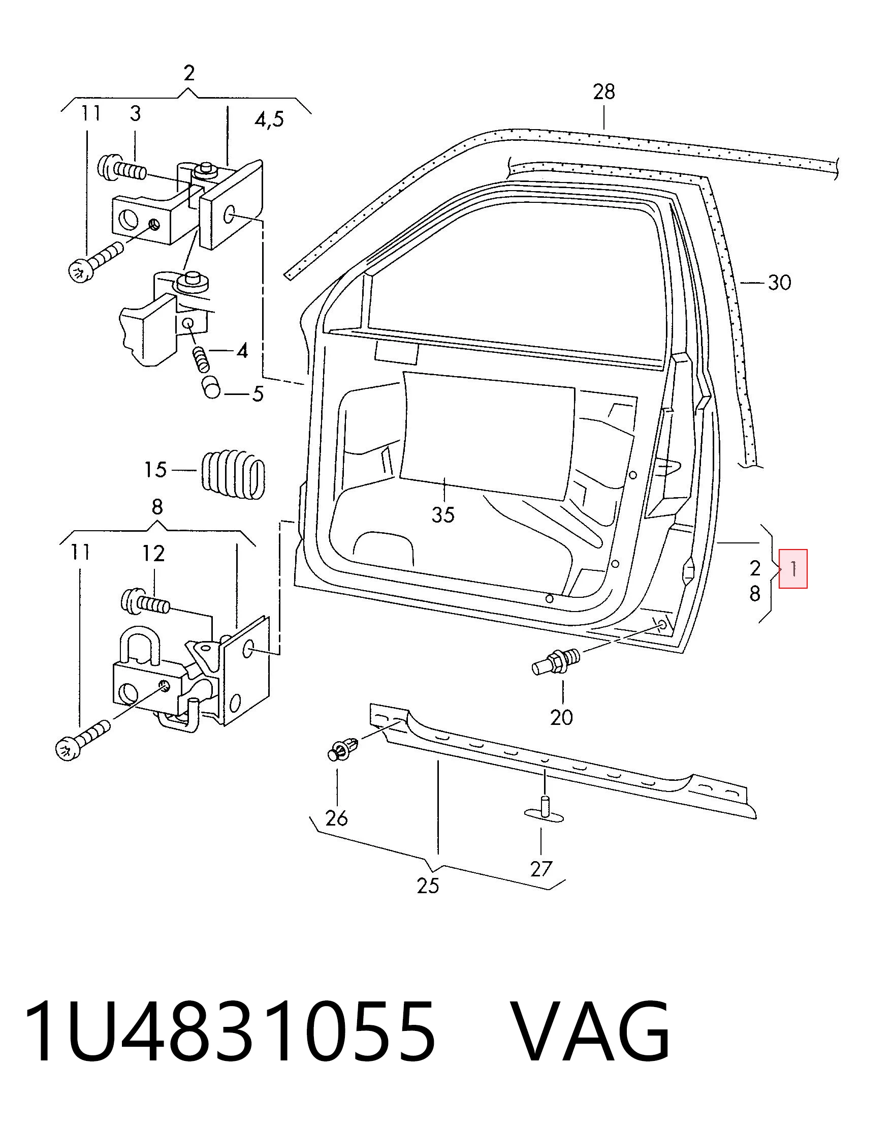 1U4831055 VAG Водительская дверь