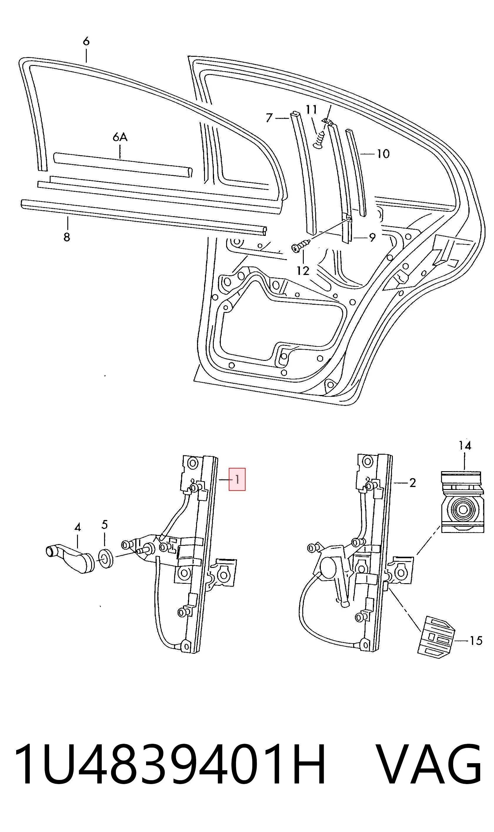 Стеклоподъемник задней левой двери General Motors 1U4839401H цена, от 16.95 USD