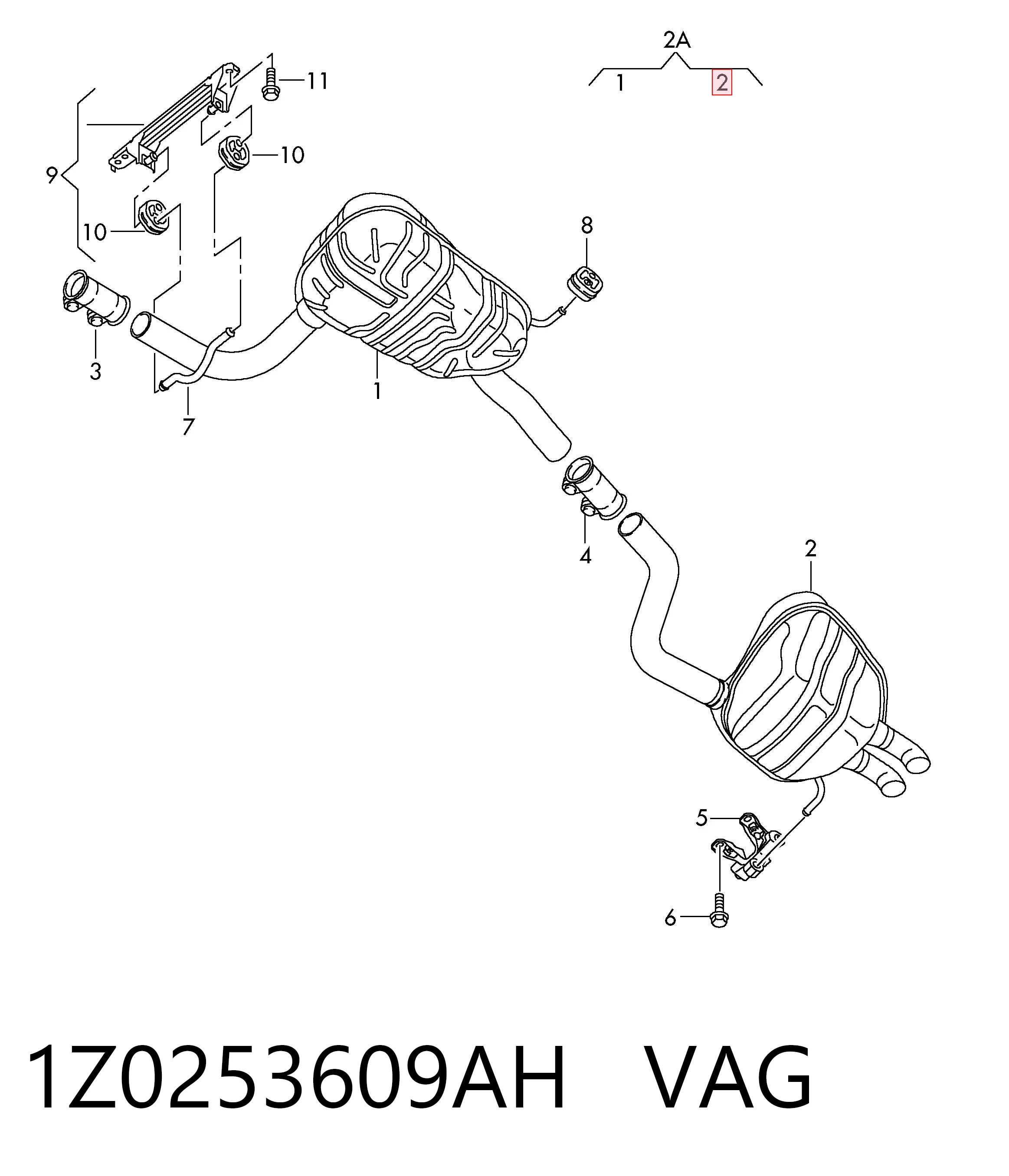 1Z0253609AH VAG Выхлопная труба
