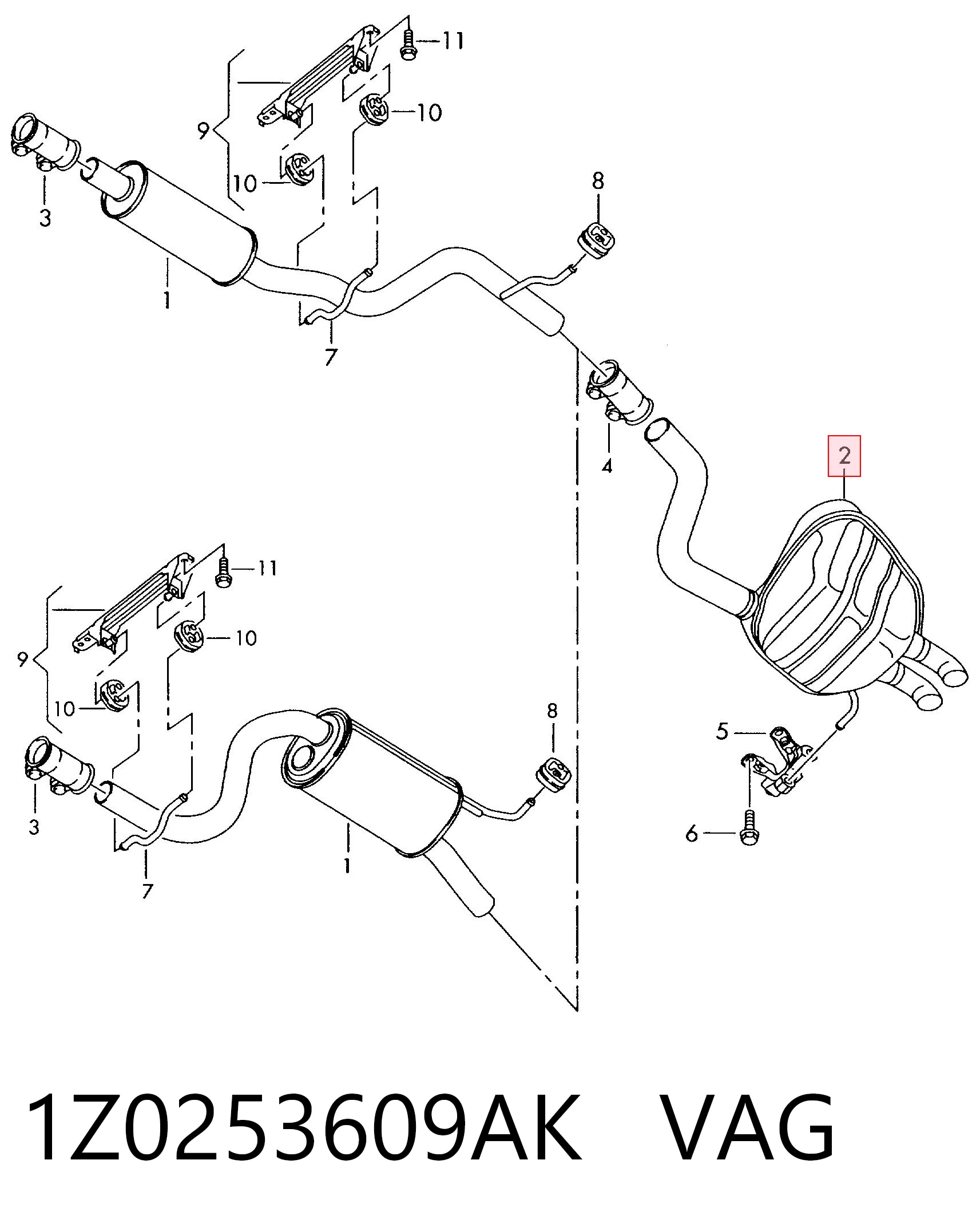 1Z0253609AK VAG Выхлопная труба