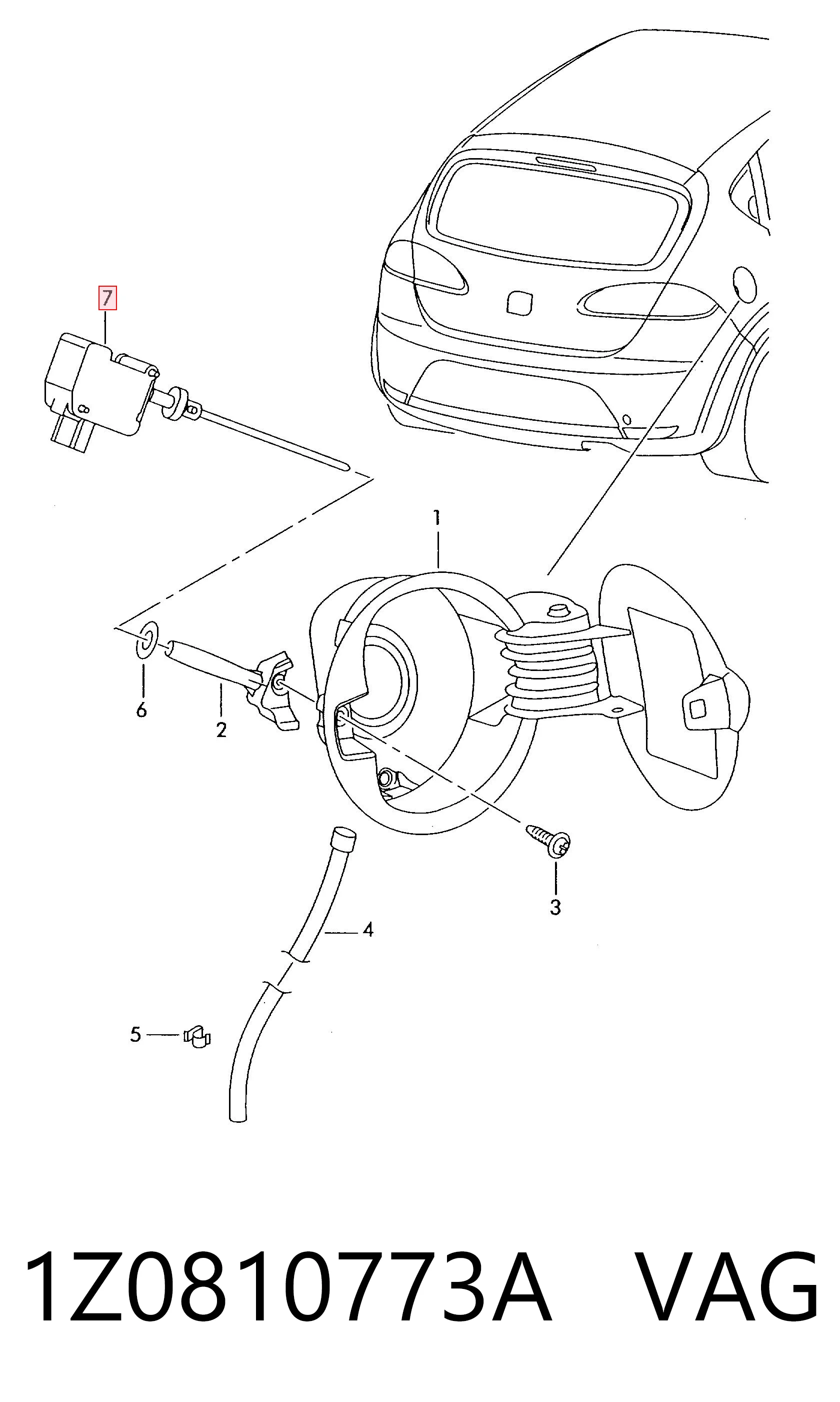 1Z0810773A VAG Мотор-привод открытия лючка бака