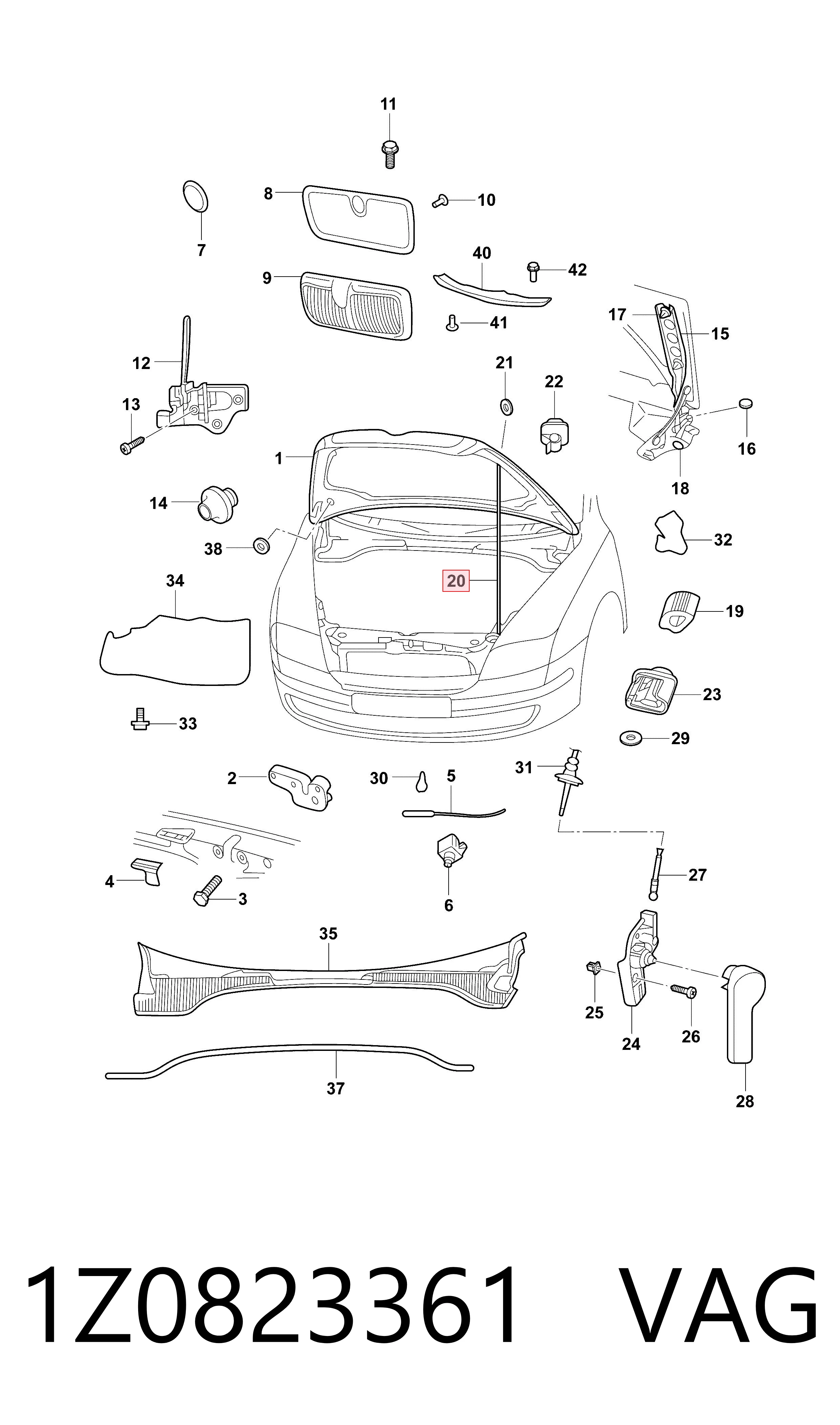 1Z0823361 VAG Опора капота