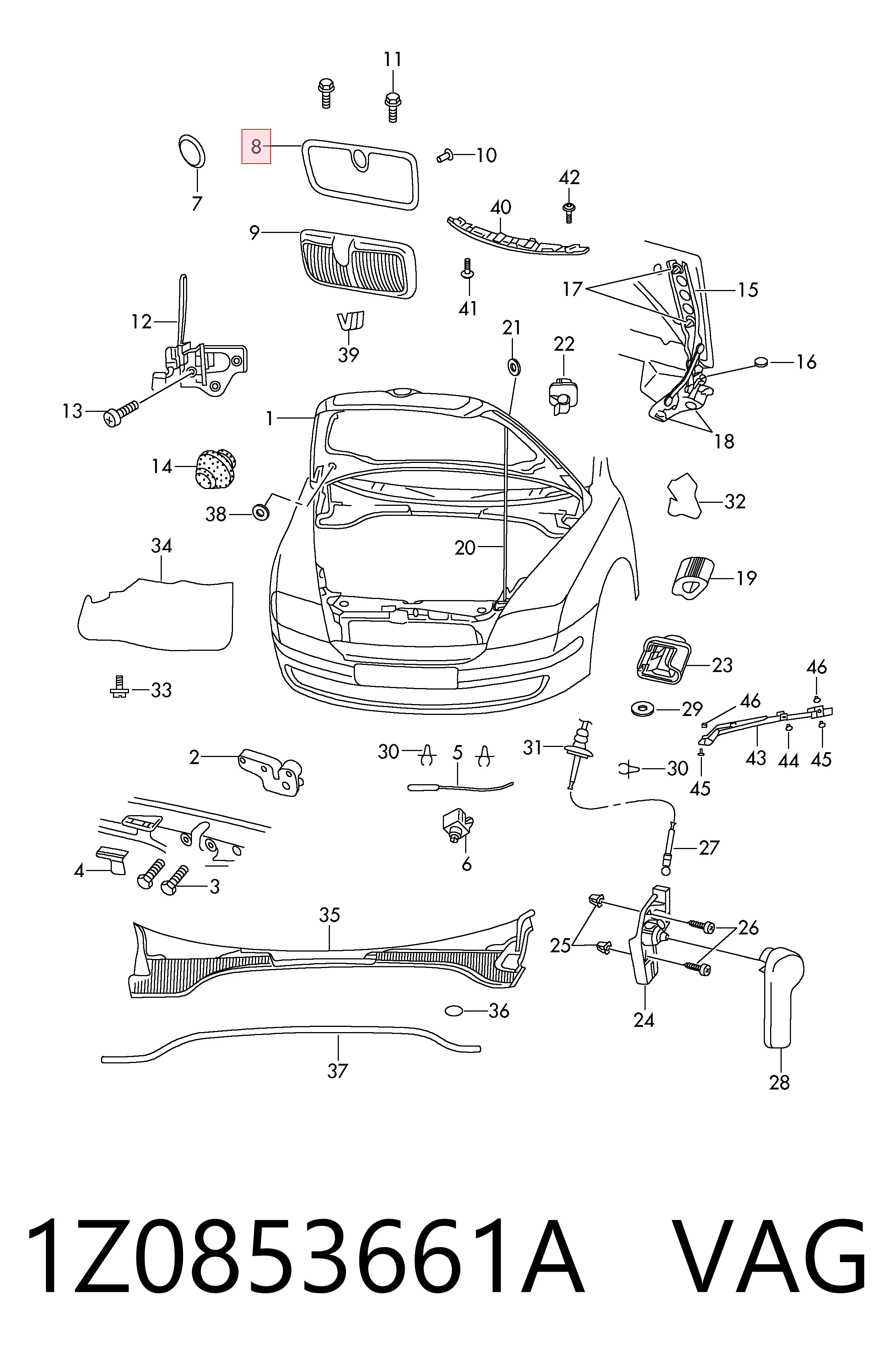 1Z0853661A VAG Ободок решетки радиатора