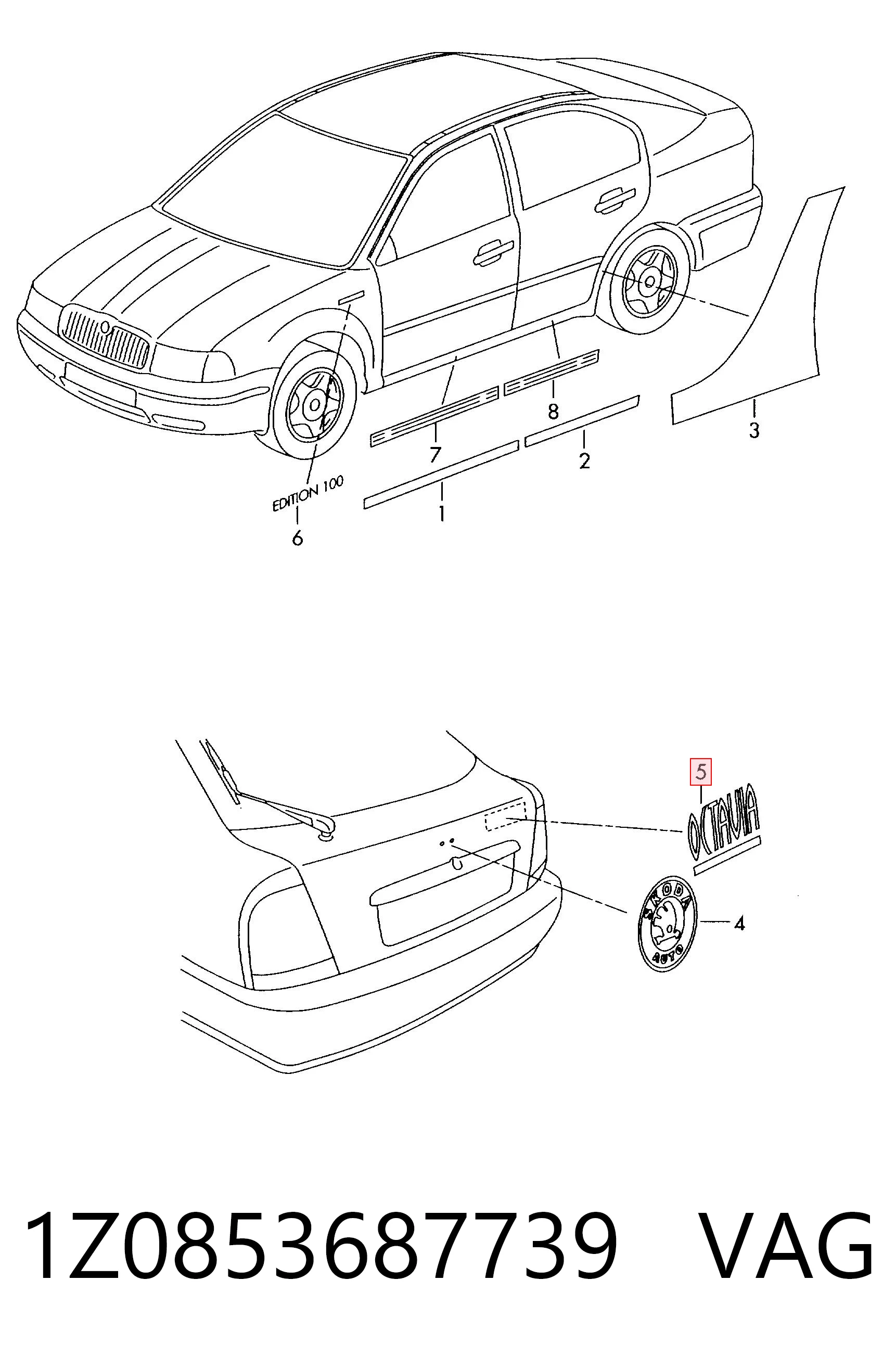 1Z0853687739 VAG Фирменный значек на багажник