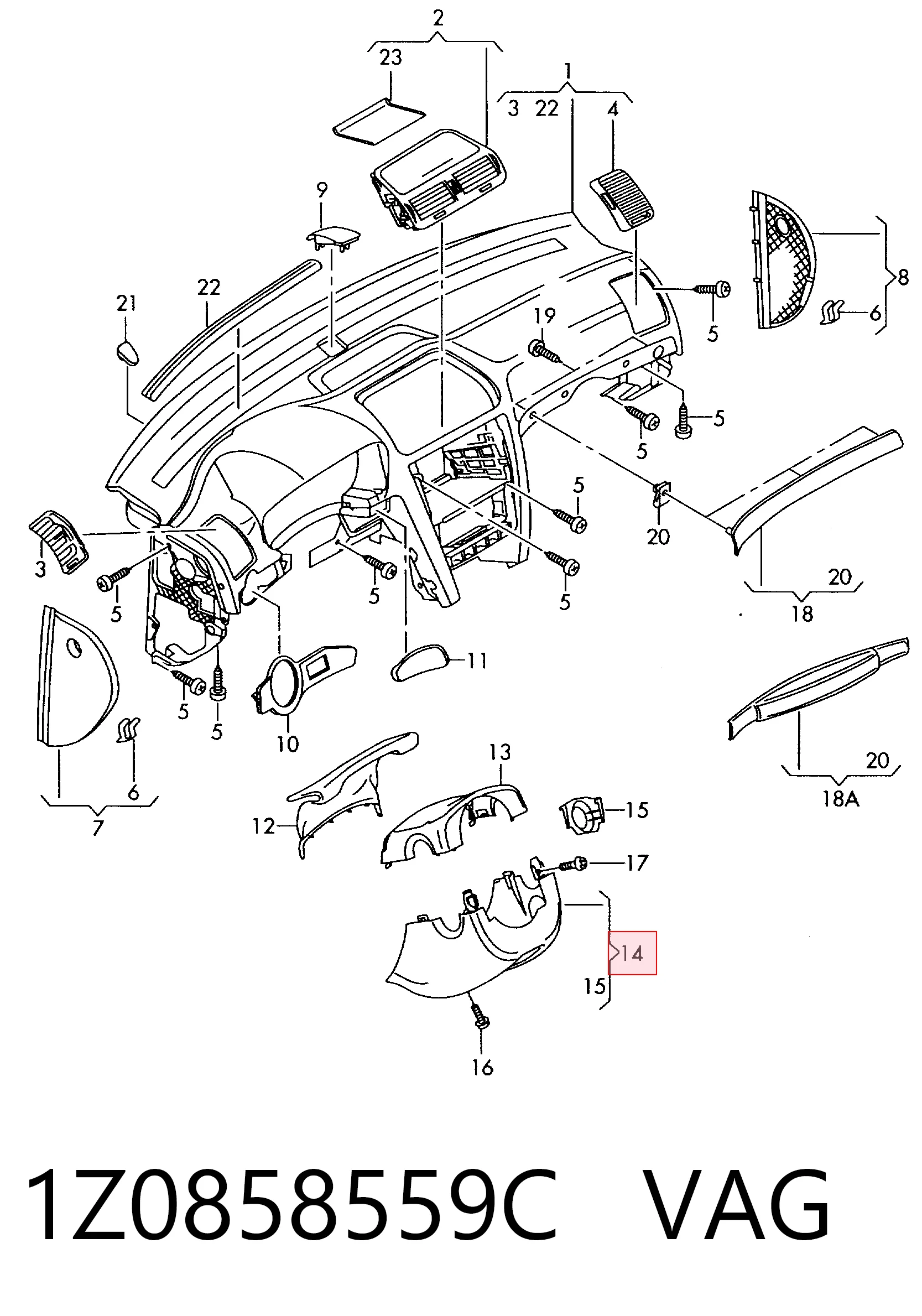 1Z0858559C VAG Защитный кожух рулевого механизма