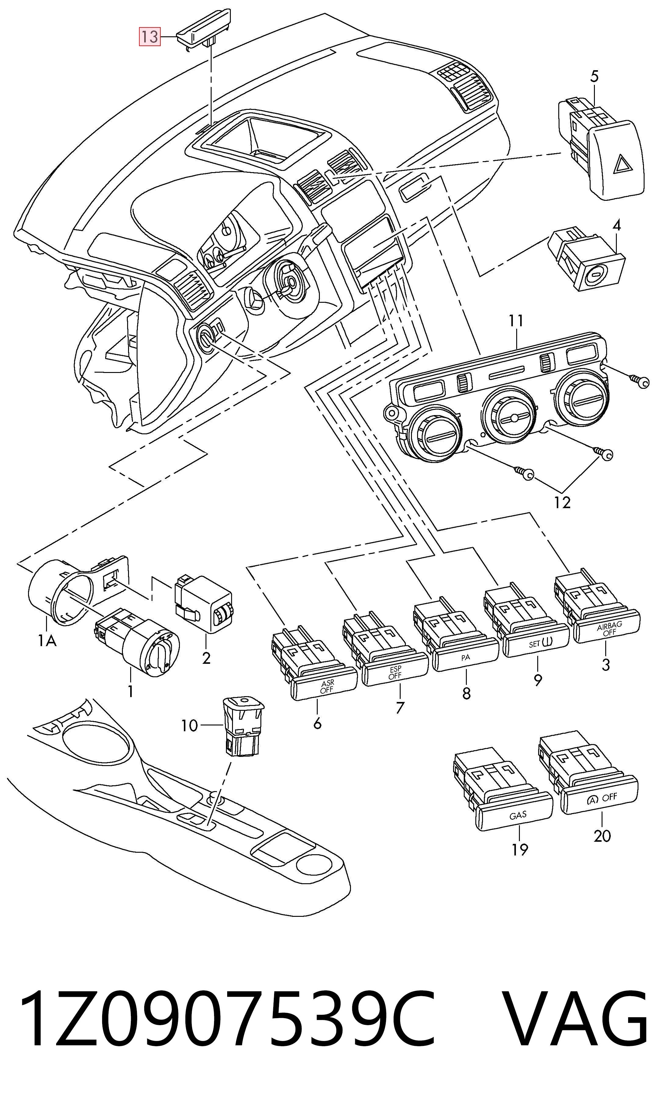 1Z0907539C VAG Датчик освещения