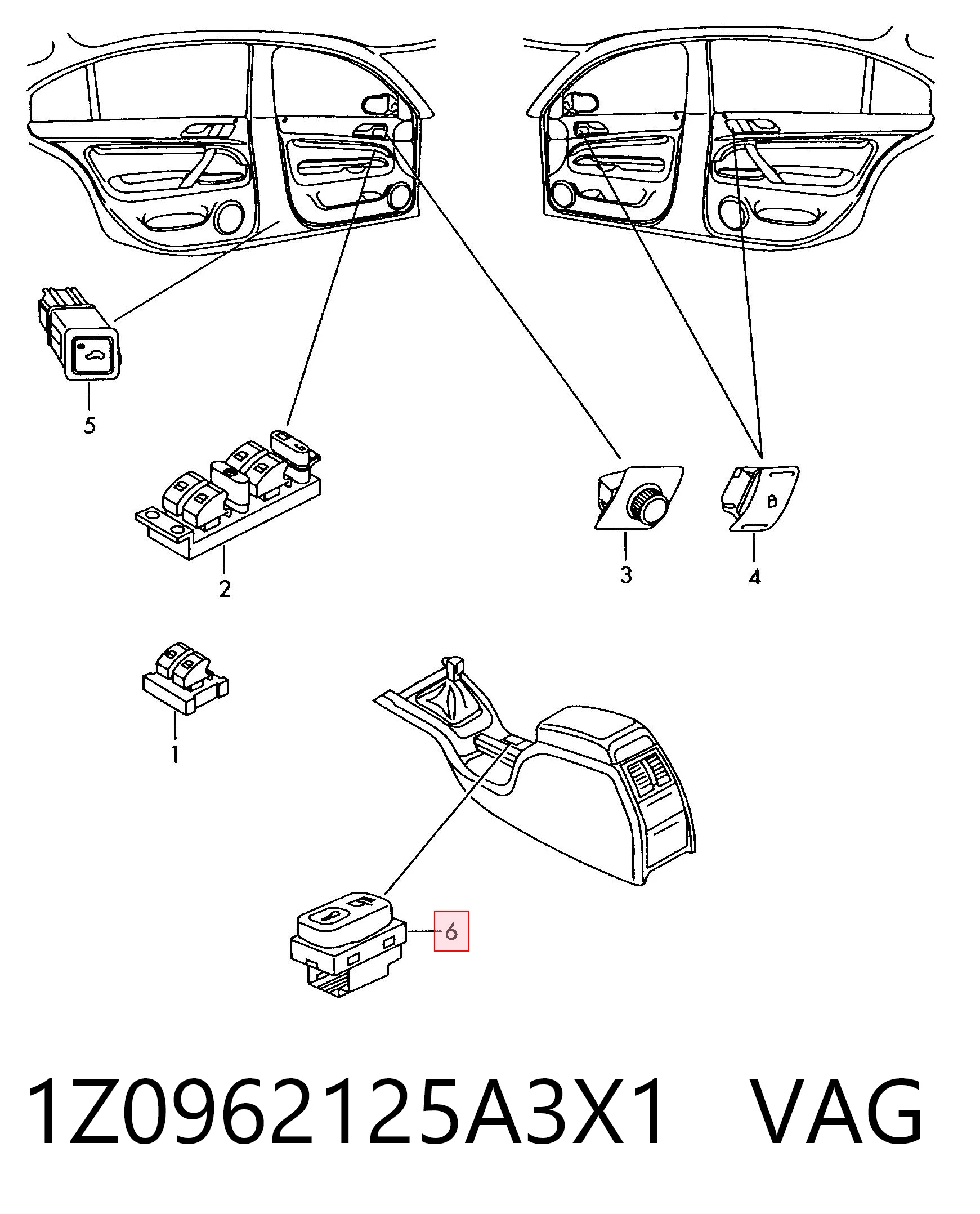 1Z0962125A3X1 VAG Кнопка центрального замка